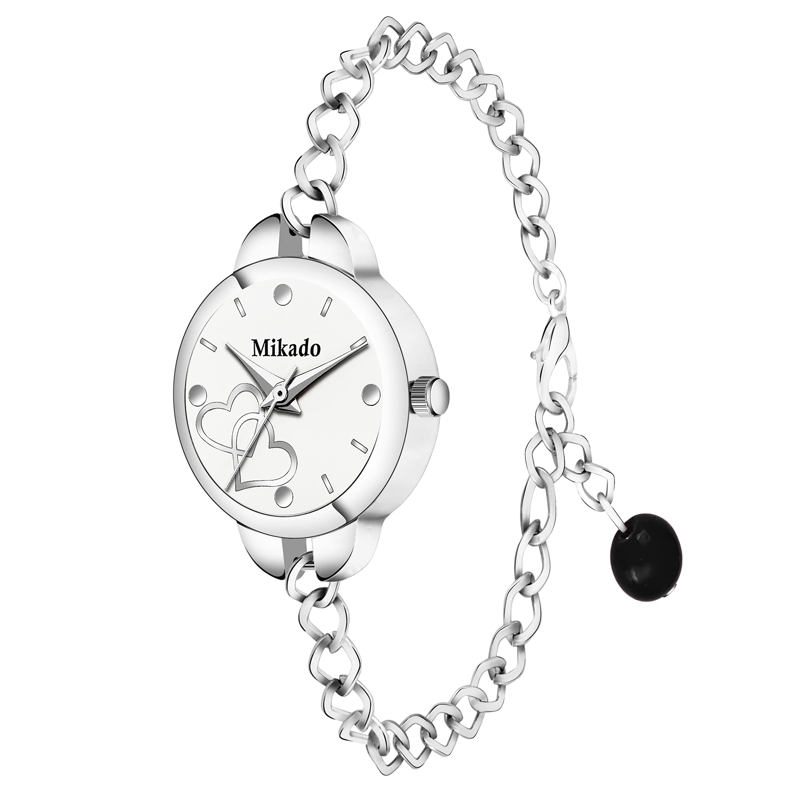 Mikado Womens White Heart Dial Analog Wrist Watch with Adjustable Chain Watch for Women (B0B633HH6T) Amazon Price History, Amazon Price Tracker