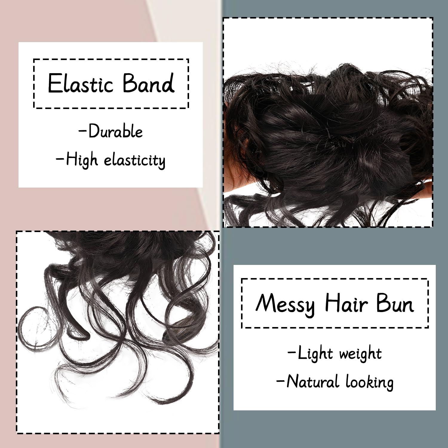 Messy Bun Hair Piece, Curly Wavy Hair Bun Extensions for Women, Tousled Updo Fake Hair Scrunchie, Synthetic Hairpiece with Elastic Band, Fake Bun for Updo Styling (Mix Light Brown) - Image 3