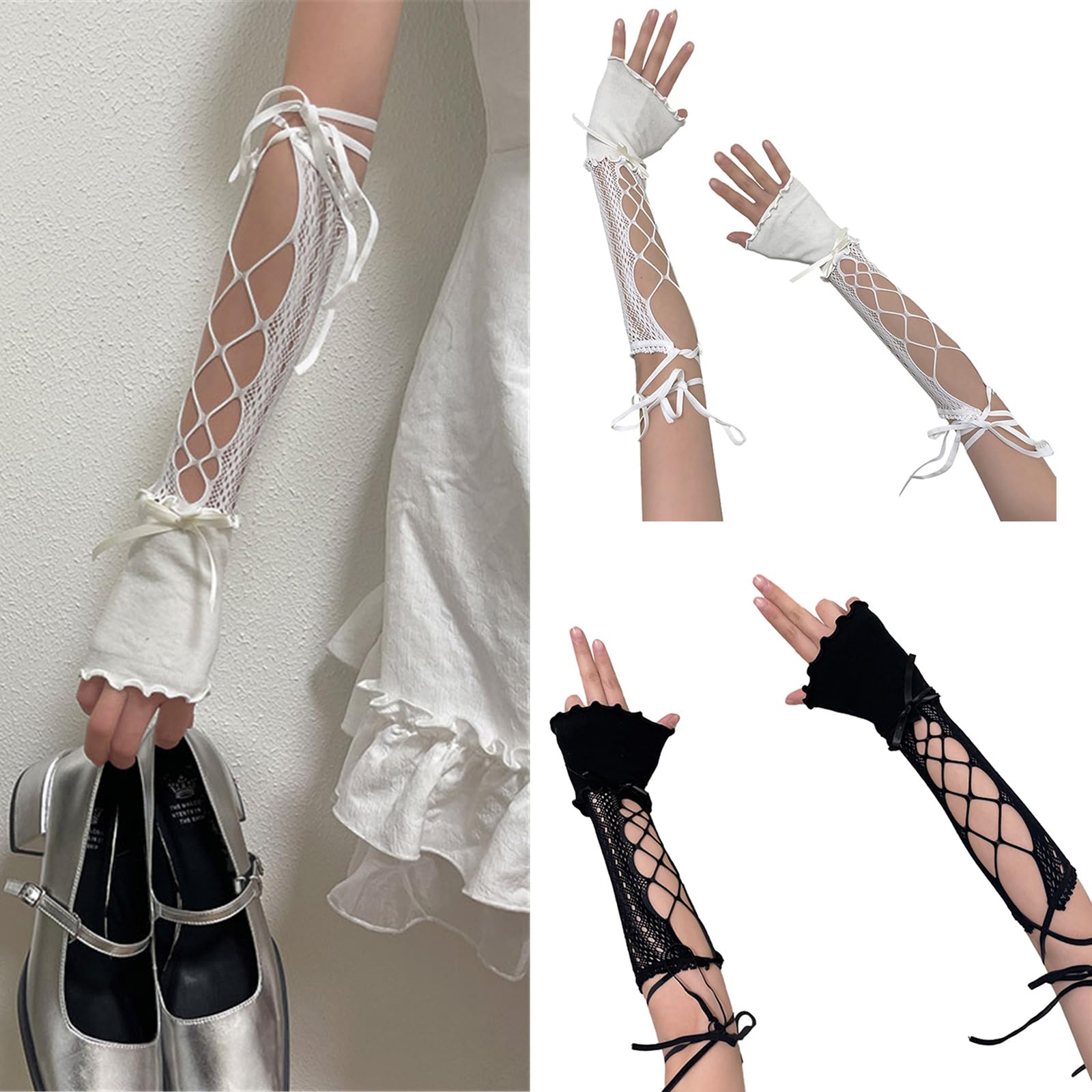 Half Finger Lace Sleeves Decorative Sleeves For Female Hollowed Arm Sleeves Size Girl Animes Arm Decors