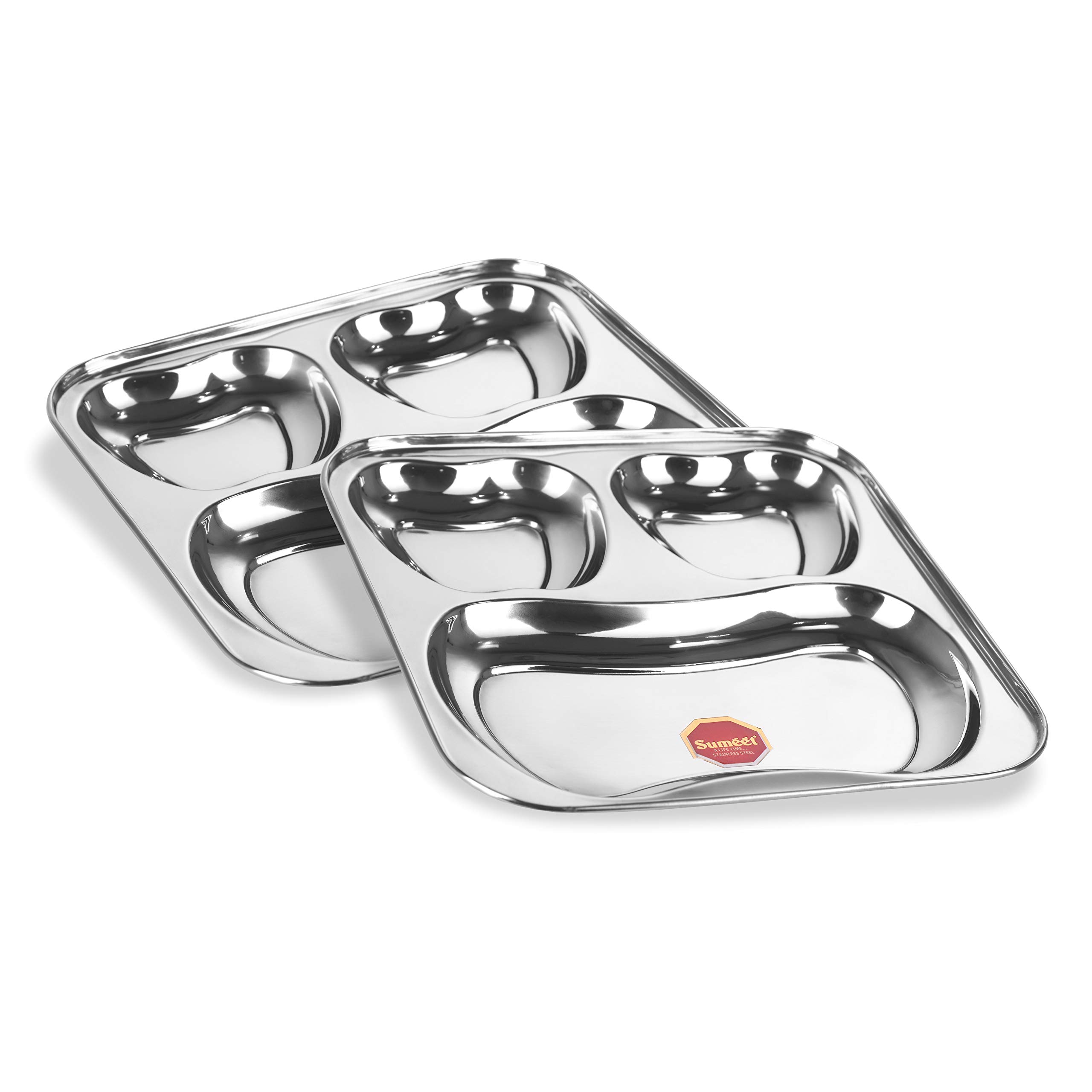 Sumeet Stainless Steel 3 in 1 Pav Bhaji Plate/Compartment Plate 21.5cm Dia - Set of 2 Pcs (B07HKJ3YX1) Amazon Price History, Amazon Price Tracker