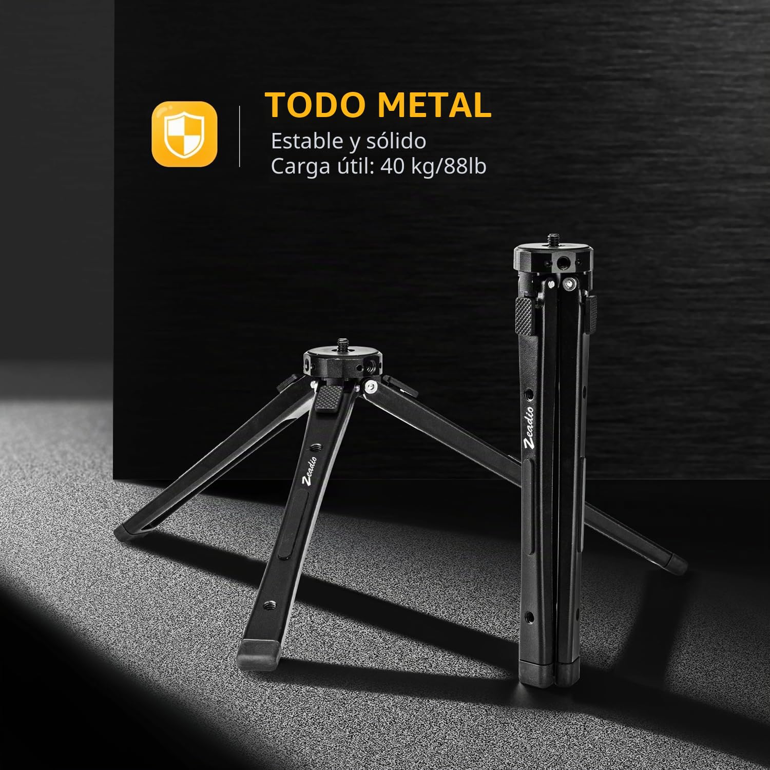 Zeadio Soporte de trípode de aleación de aluminio, altura ajustable, soporte portátil con rotación de 360 grados en V para actividades al aire libre, T29