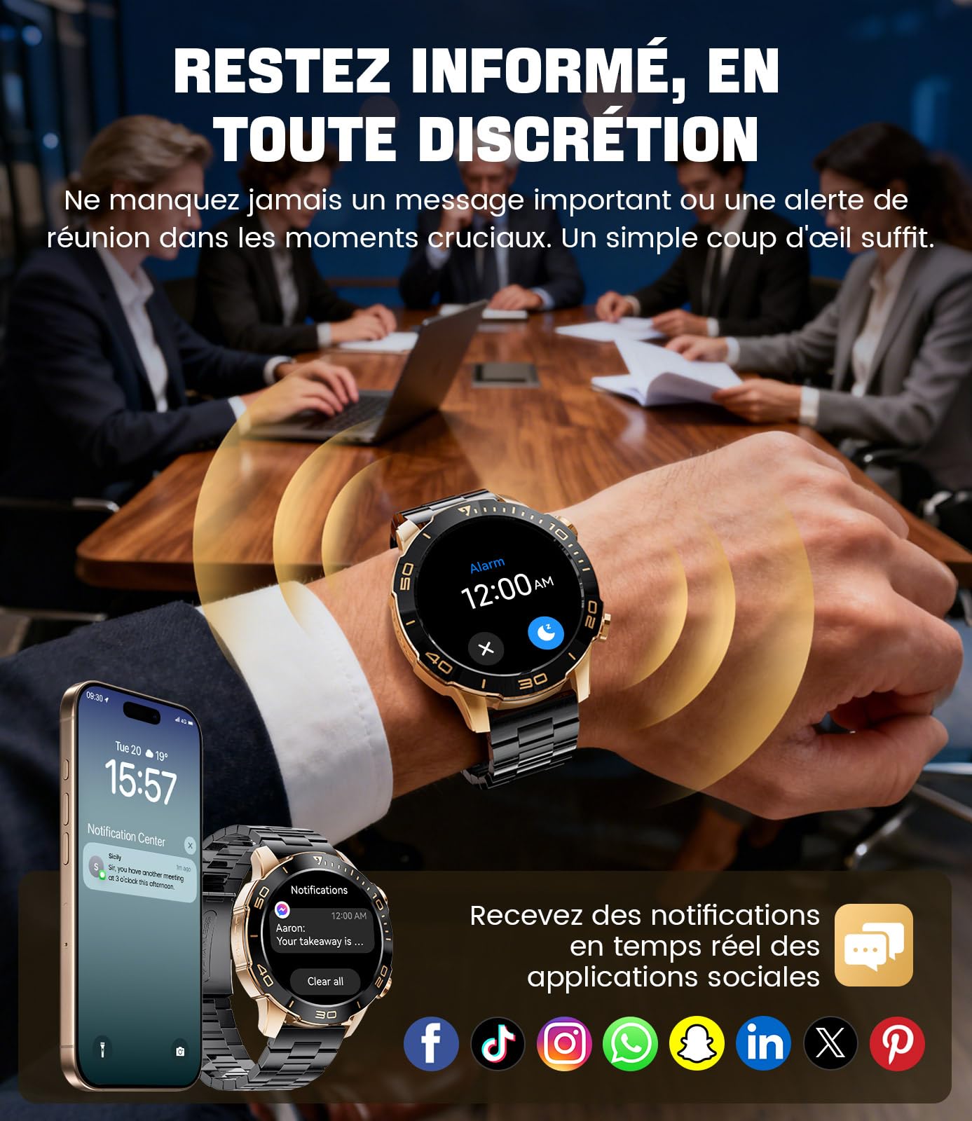 Montre Connectée Homme, Sports/D'affaires, 1,43" AMOLED Écran Smartwatch Homme avec Appel Bluetooth, IP68 Étanche, 170+ Modes Sportifs/Fréquence Cardiaque/Sommeil Compatible Android iOS, NoirAmbre