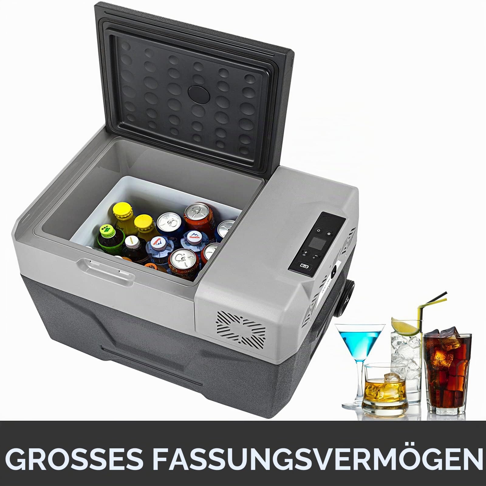 VEVOR Thermoelektrische Kühlbox, tragbar, 30/40/50 l, Reisekühlschrank, für Auto, Mini-Kühlschrank, für Getränke mit LCD (30 l)