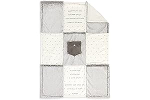 Demdaco Patchwork Pocket Prayer Grey and White 30 x 40 Inch Receiving Crib Blanket