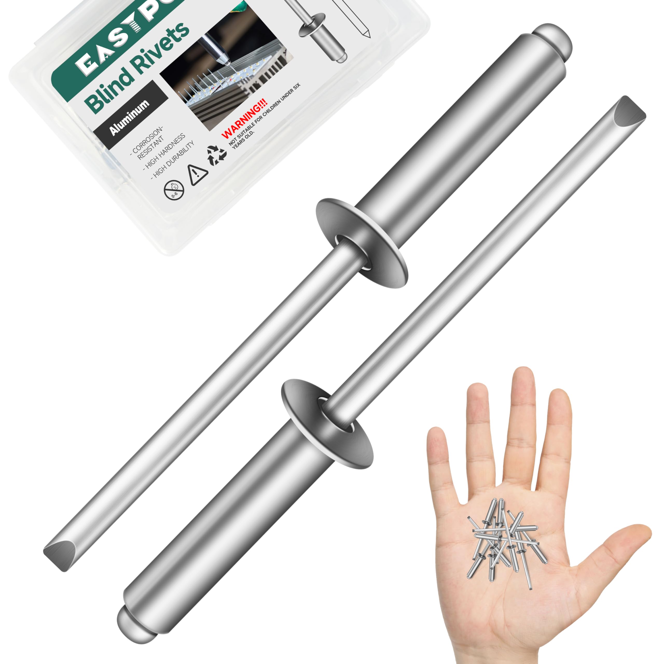 Aluminum Blind Rivets - 150 Pcs (1/4" x 1/2") -24