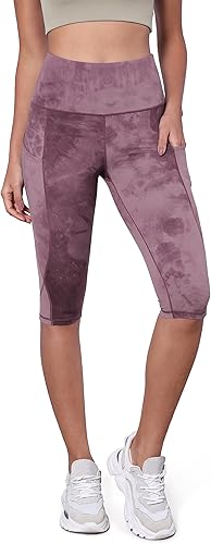 Miniatura 120 de ODODOS - Leggings capri de cintura alta para mujer con bolsillos, control de abdomen, no se transparentan, para entrenamiento atlético, running