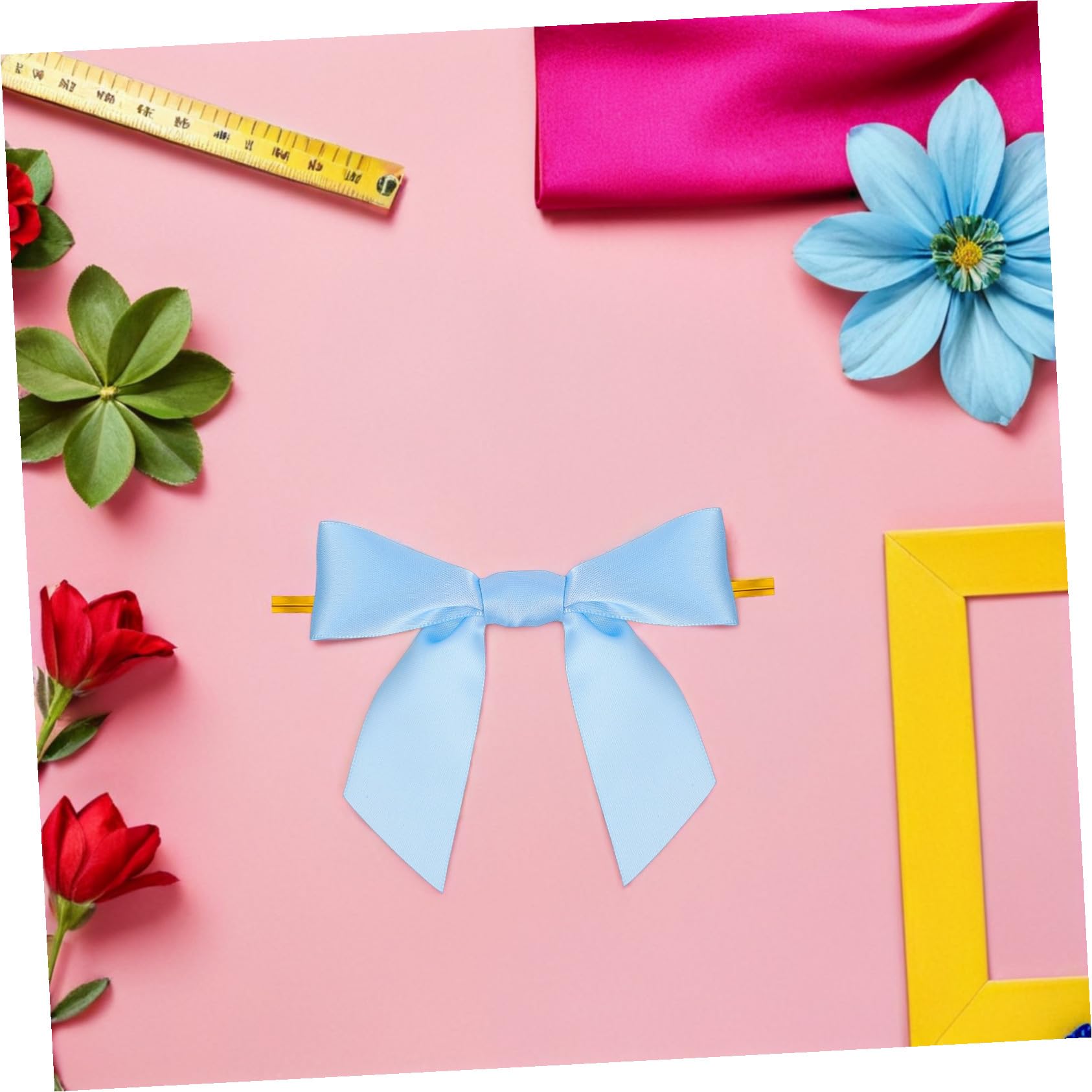 100 Pezzi Fiocchi in Raso Azzurri Preannodati per Confezioni Regalo Sacchetti Dolciumi e Decorazioni Festa Fiocchi Mini per Compleanni e Matrimoni
