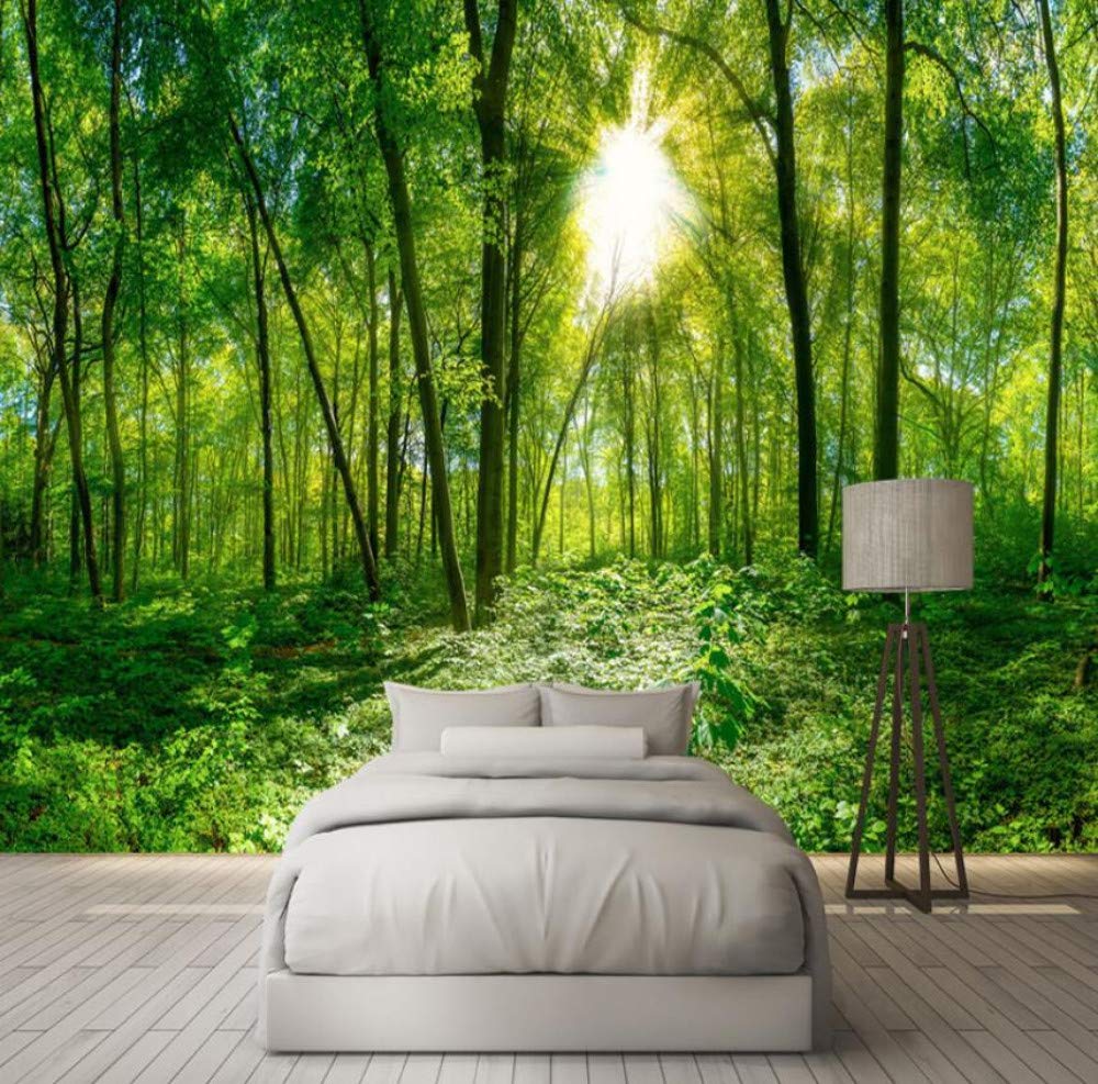 Custom 3D Photo Wallpaper 3D Stereoscopic Space Green Forest Trees Nature Landscape Large Mural Wallpaper for Living Room Modern,200 * 140cm