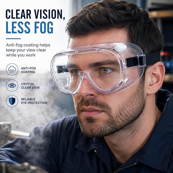 Safety Goggles, 4Pcs Clear Safety Eye Protection Glasses Adult Goggles