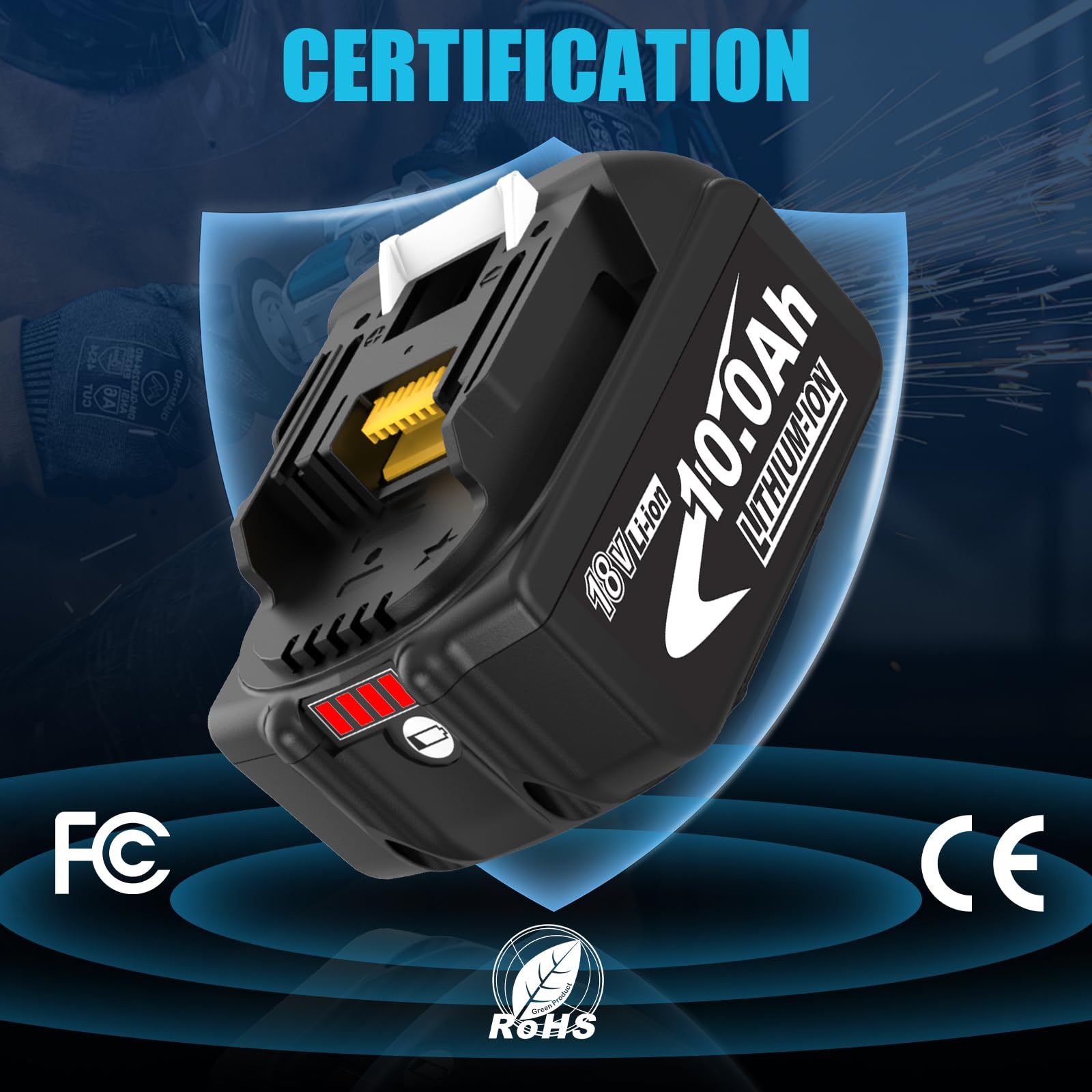 2Stück 10000 mAh Kompatibel mit Makita Akku 18V BL1850 BL1860 BL1840 BL1830 mit LED Indikator