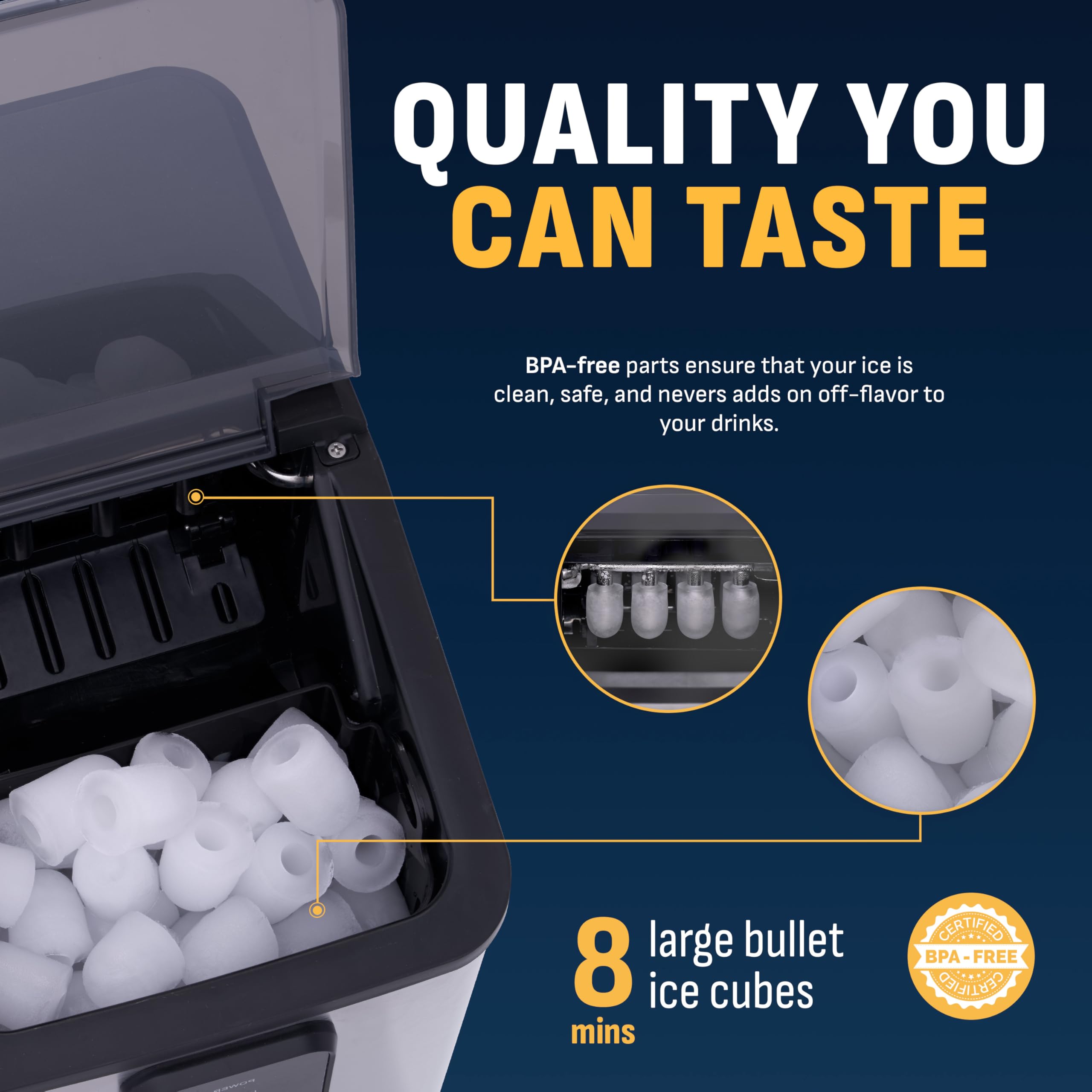 Newair Mini Bullet Ice Maker Countertop | 26 lbs/Day Portable Ice Machine | Space-Saving Ice Maker for Home, Office & RV | Stainless Steel on Fridge.com