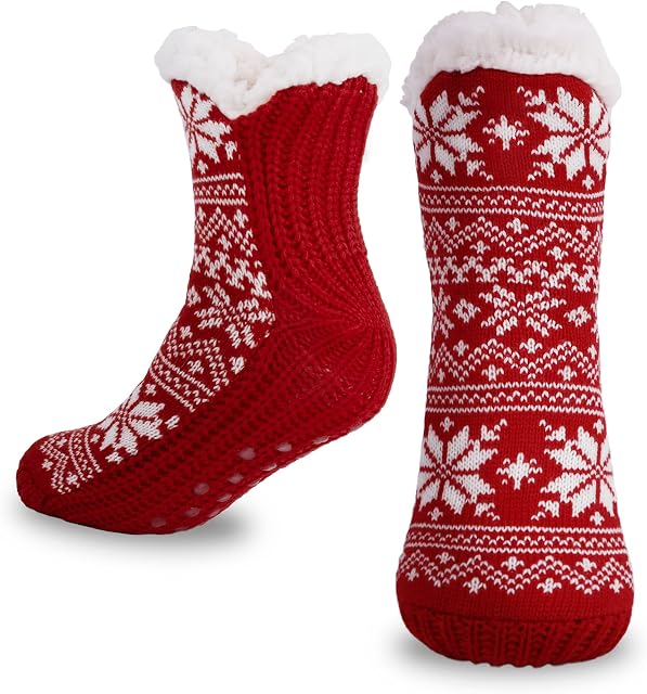 BOER Slipper Socks Women- Ladies Non Slip Socks,Fluffy Socks Warm Cable Knit Soft Socks for Women with Fluffy Fleece Lining Fuzzy Cozy Socks Winter Home Stocking Socks Gifts