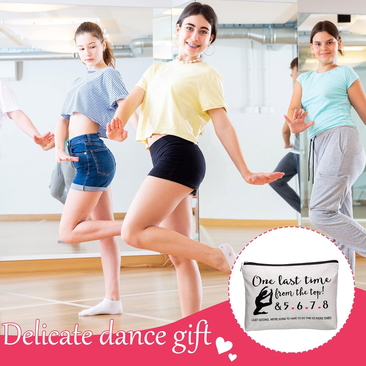 Tondiamo 4 Pcs Dance Makeup Bag Gifts Dance Cosmetic Bags Ballerina Ballet Lover Survival Kit Pouch Travel Toiletry Gift for Girls Women Teacher Team Competition - Image 7