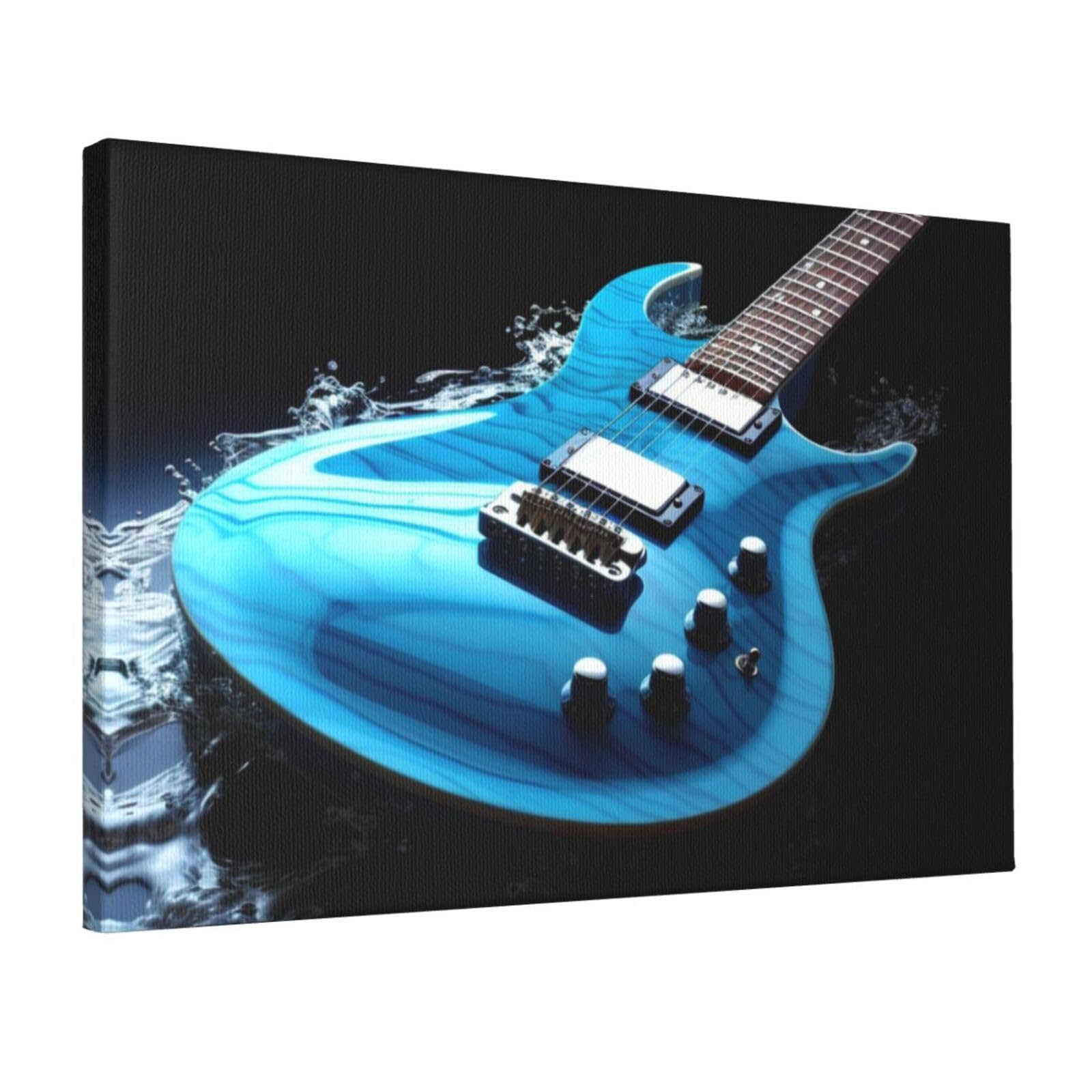 Canvas Wall Art for Living Room Wall Decor 12"x18" Modern Artwork Painting Pictures Hanging Canvas Prints Blue Guitar Aesthetic Wall Art for Bedroom Bathroom Office Wallart Decor