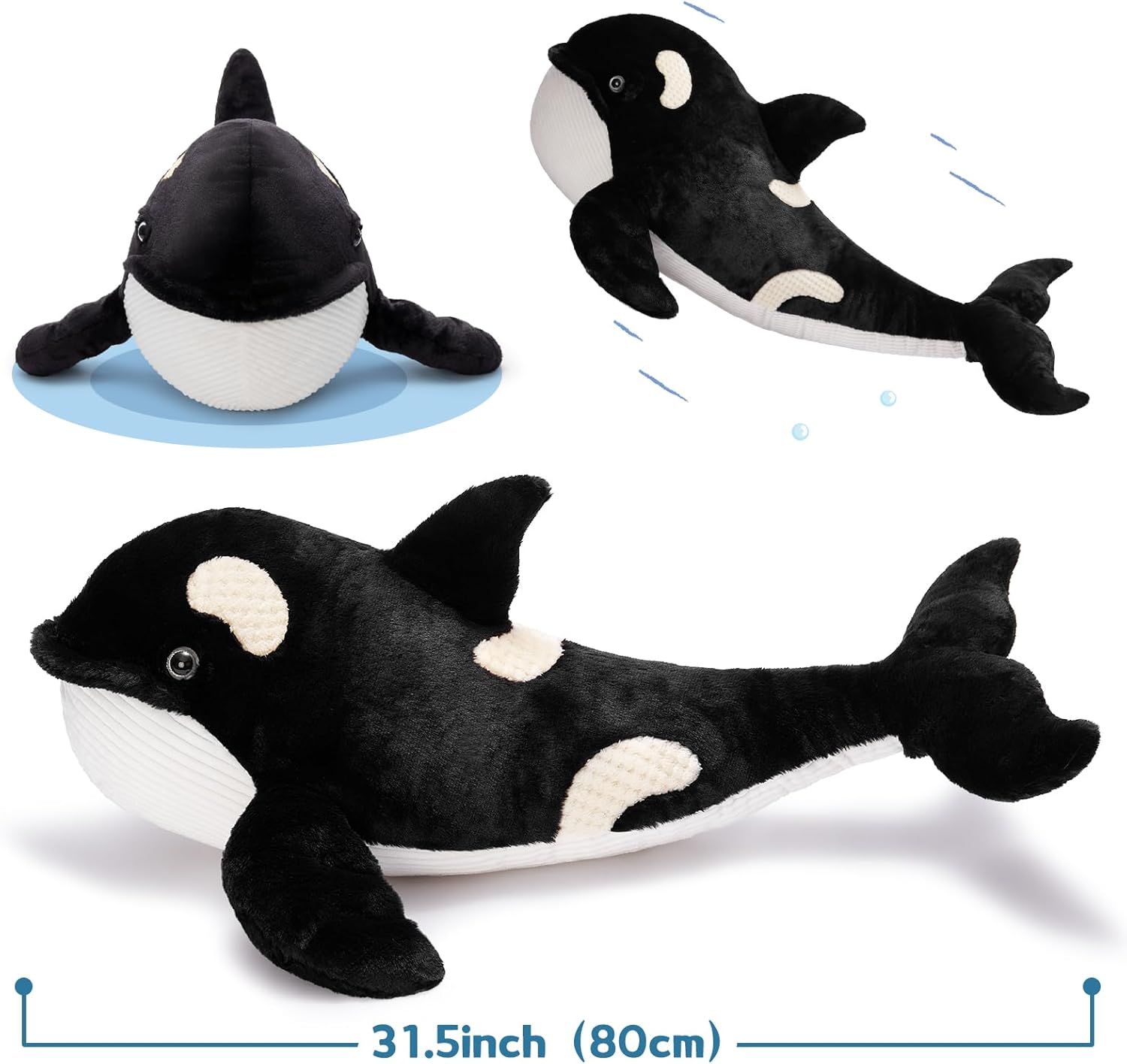 MorisMos 31.5Inch Orca Stuffed Animal, Realistic Stuffed Orca Plush Toy, Soft Killer Whale Stuffed Animal Toy Sea Animal Gift for Kids Girls Boys Birthday Christmas