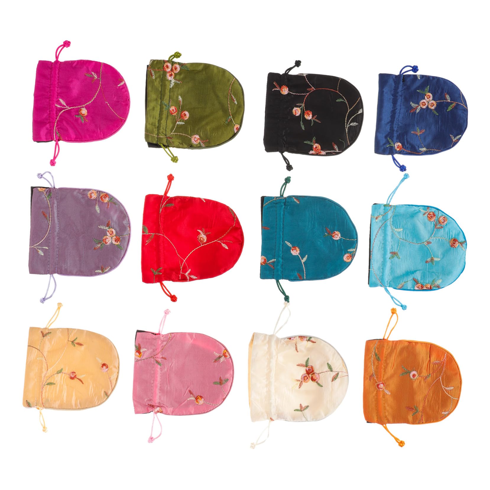 MUCKLILY 12pezzi Sacchetto per Gioielli Ricamo Floreale Sacchetti Regalo Coulisse Retrò per Monete e Piccoli Oggetti come Bomboniera per Piccoli Omaggi
