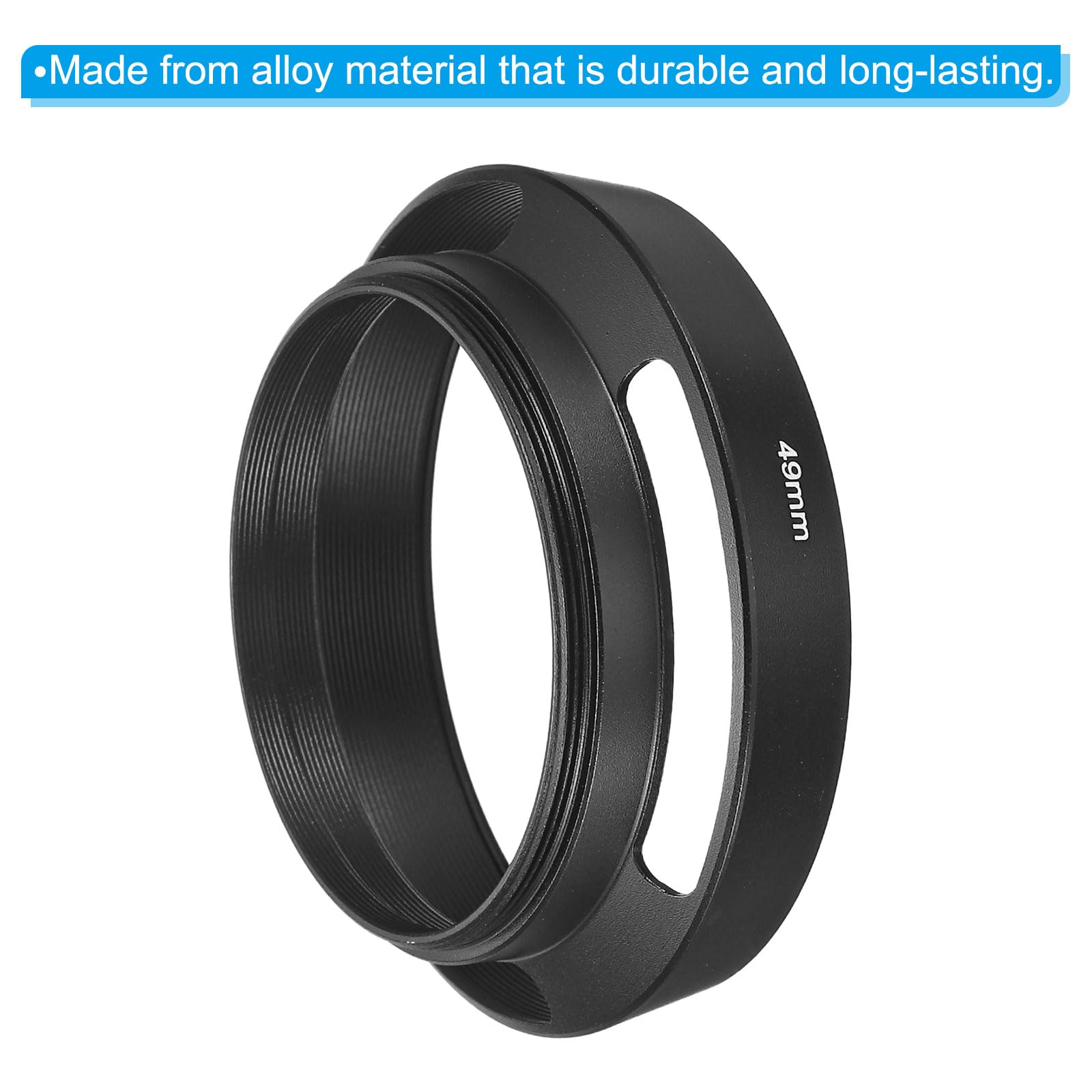PATIKIL 49mm Obiettivo Cappuccio, Standard Vento Opaco Superficie Antiriflesso Interno Cappuccio con Pulizia Panno per Fotocamera Obiettivo, Nero