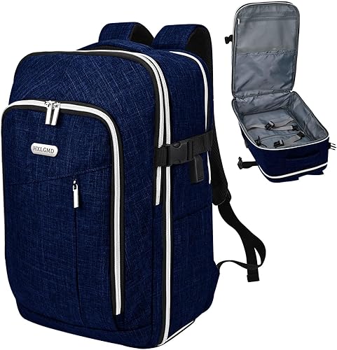 Mochila de viaje para hombres y mujeres, mochila de transporte aprobada por vuelo, mochila para laptop de 17 pulgadas, bolsa grande, Azul marino,
