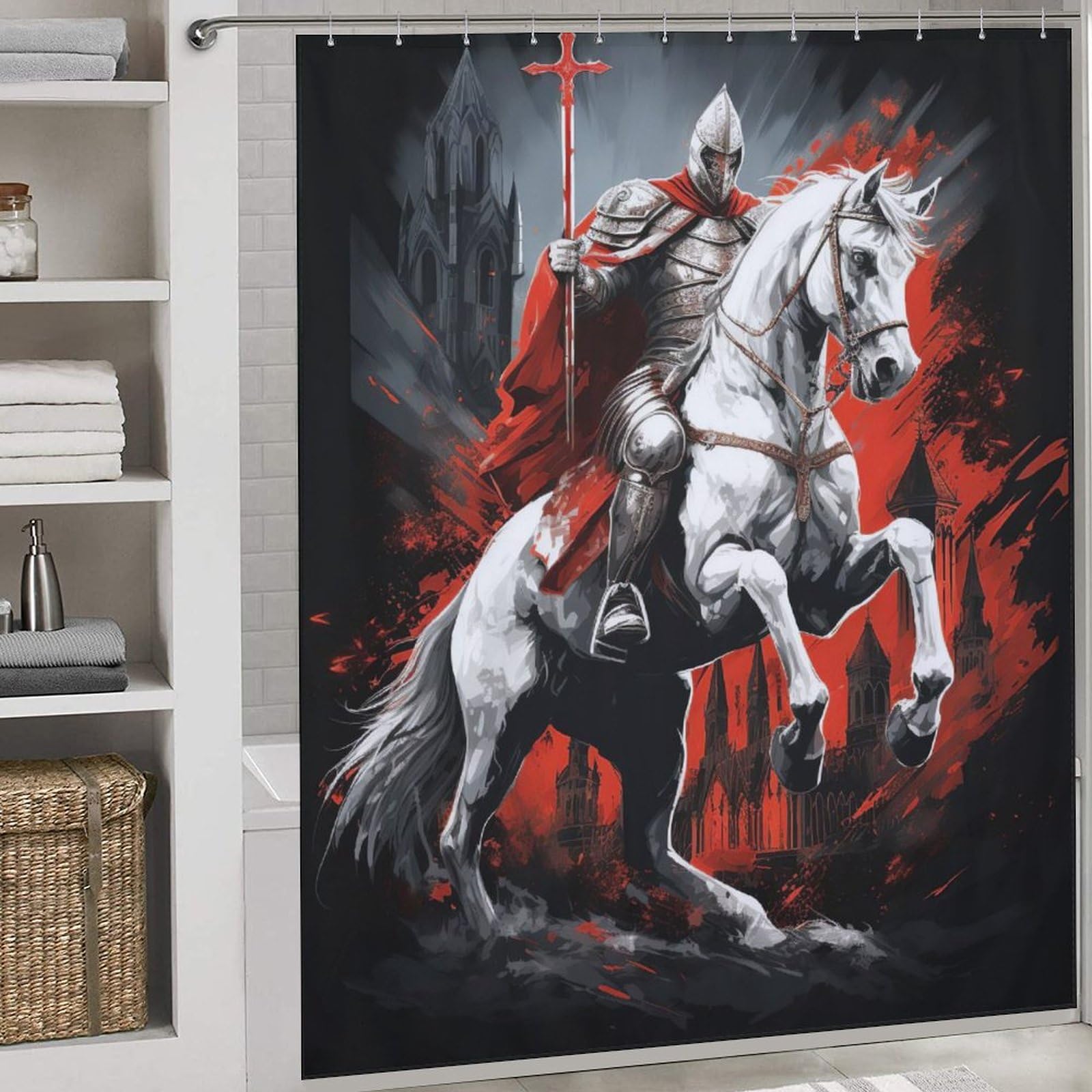 Rideau de douche cheval en tissu polyester imperméable 183x183 cm