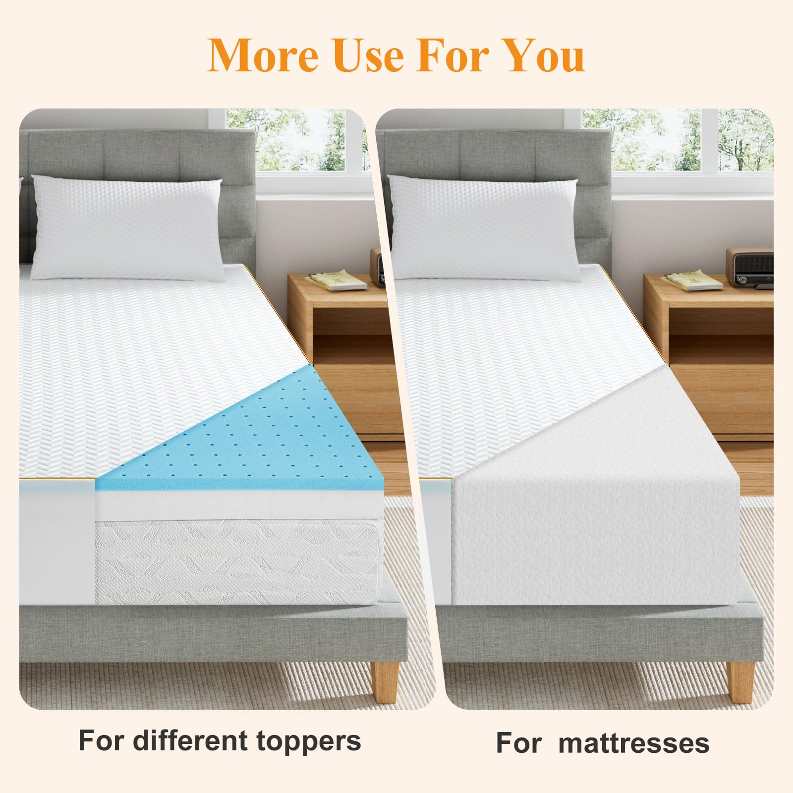 Maxzzz Mattress Topper King, 4 Inch Firm to Extra Firm Memory Foam Mattress Topper, High Density