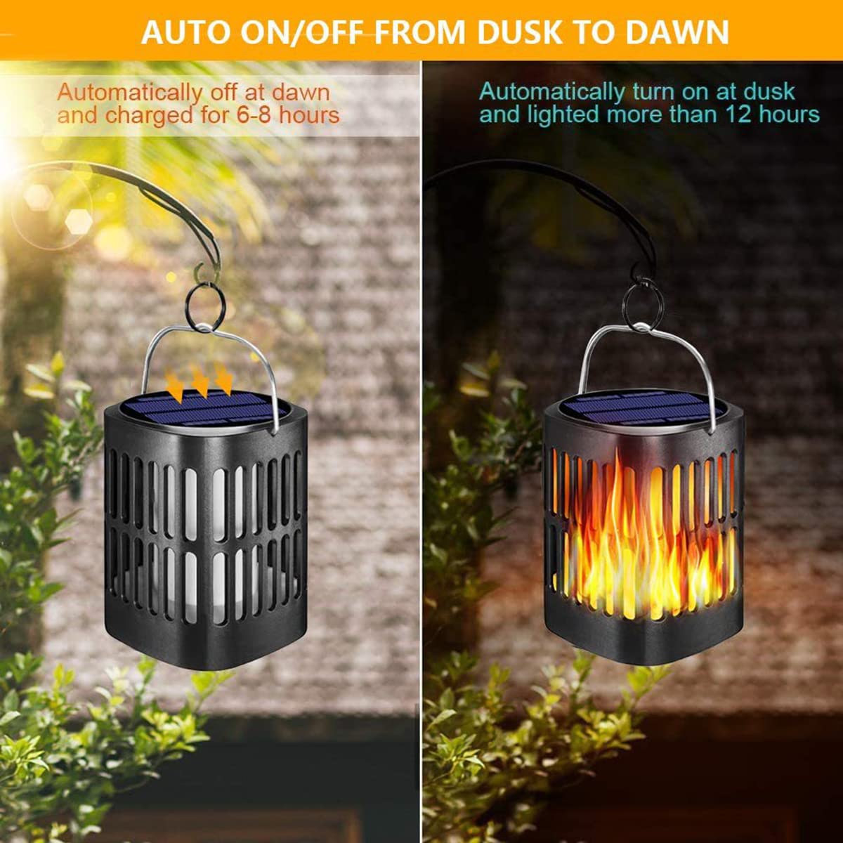 Solarleuchten Für Außen, Solar Flammenlicht Mit Realistischen Flammen, Solar Gartenleuchten 96 Led Solarlampe IP65 Wasserdicht Garten Fackeln, Automatische EIN/Aus, Für Außen, Hinterhöfe, Rasen