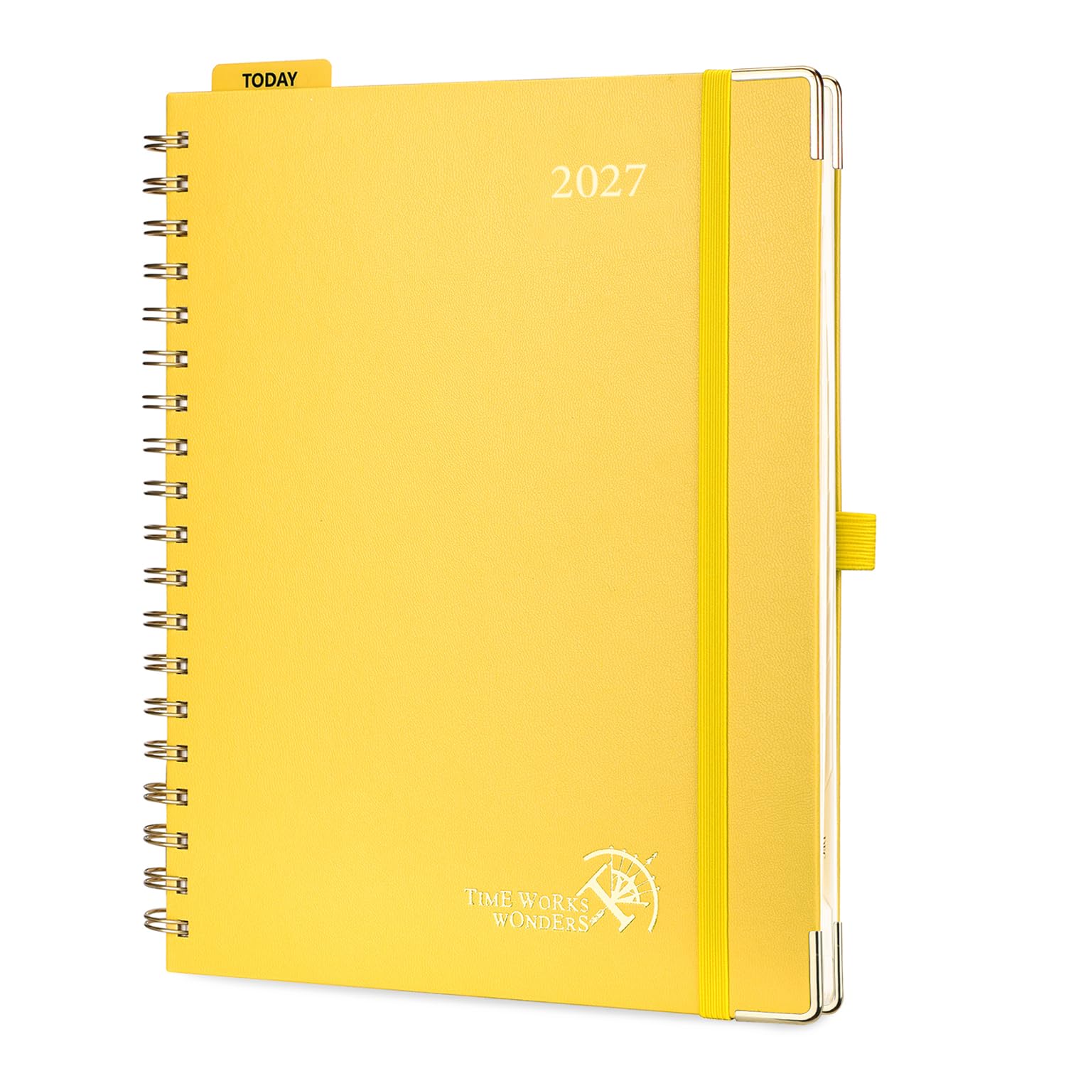 POPRUN 2027 Diary A4 Week To View Golden Spiral Hardcover 27 Weekly Planner