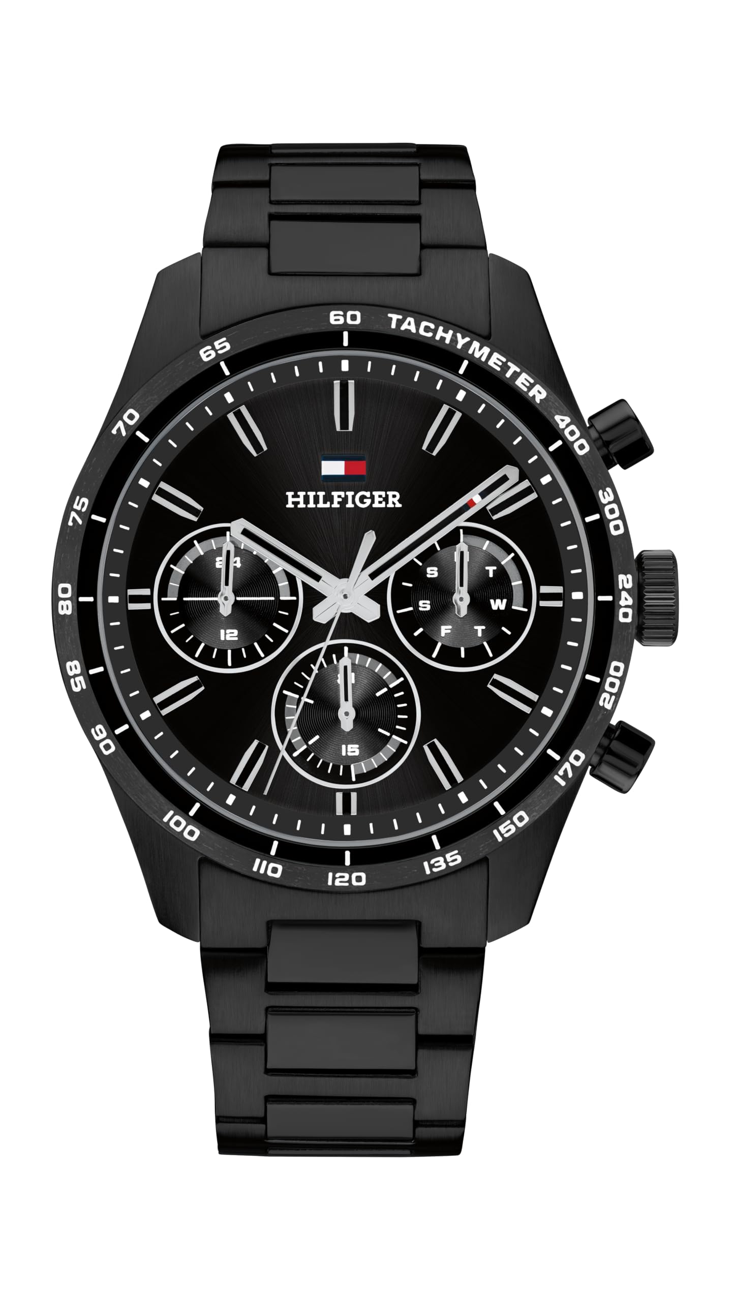 Tommy Hilfiger Orologio Multifunzione da Uomo Collezione Hampton con Bracciale in Acciaio IP Nero - 1792280