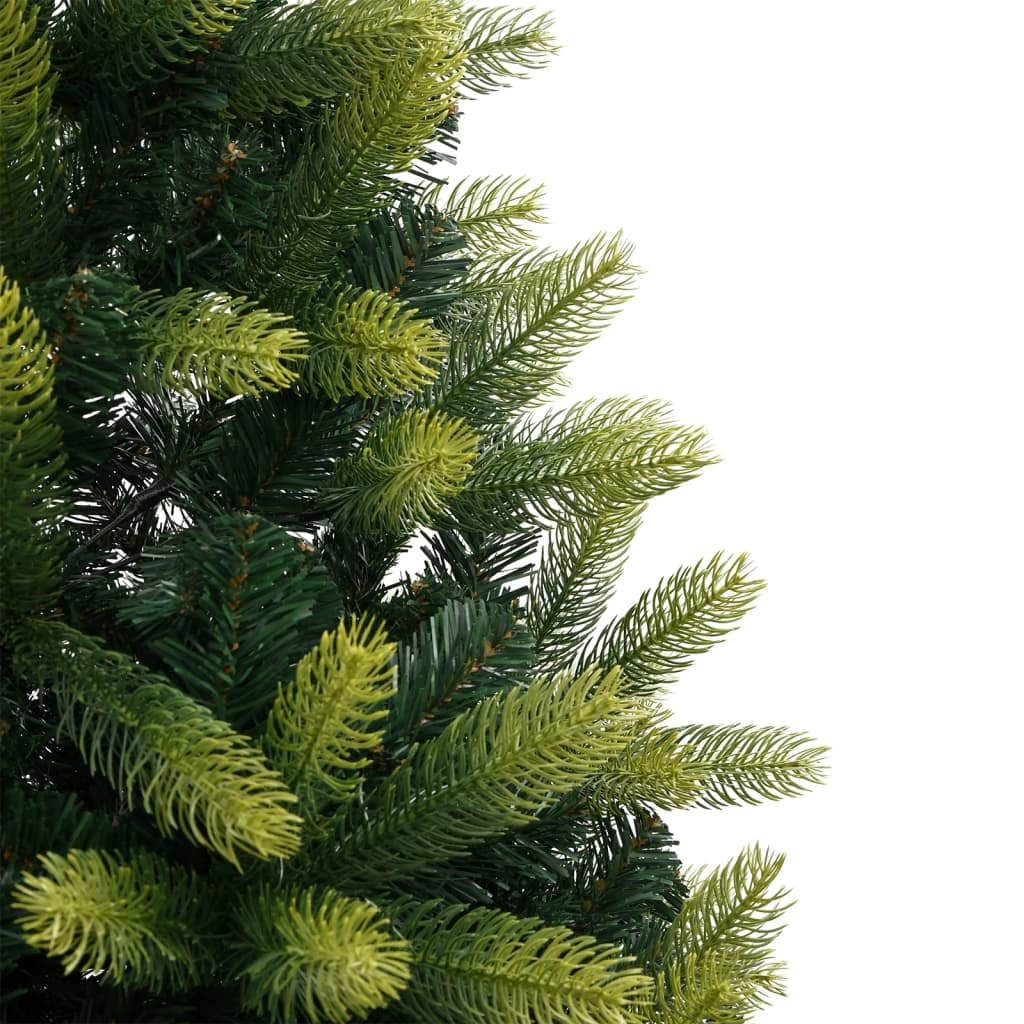 Árbol de Navidad artificial plegable con soporte, altura de 150 cm, puntas de polietileno natural, fácil montaje, soporte de metal resistente, para uso interior y exterior