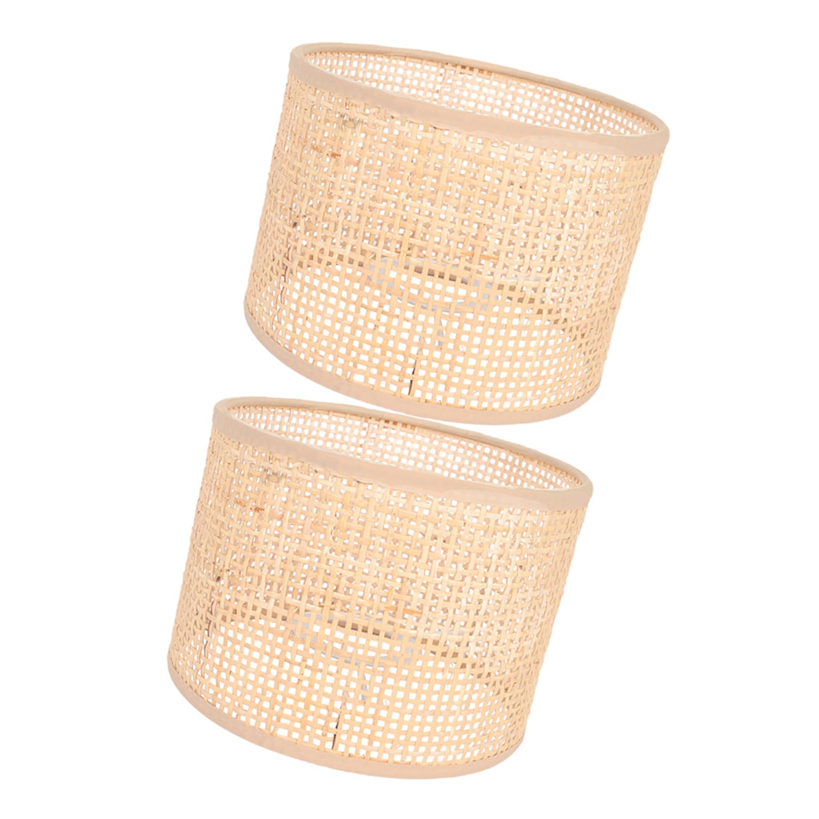 Pantallas de Lámparas Tejidas de Ratán Natural 2 Piezas 16x12 Cm Cuadrada para Lámparas de Techo Estilo Rústico, Decoración para Sala y Restaurante, Pantalla Decorativa de Bambú