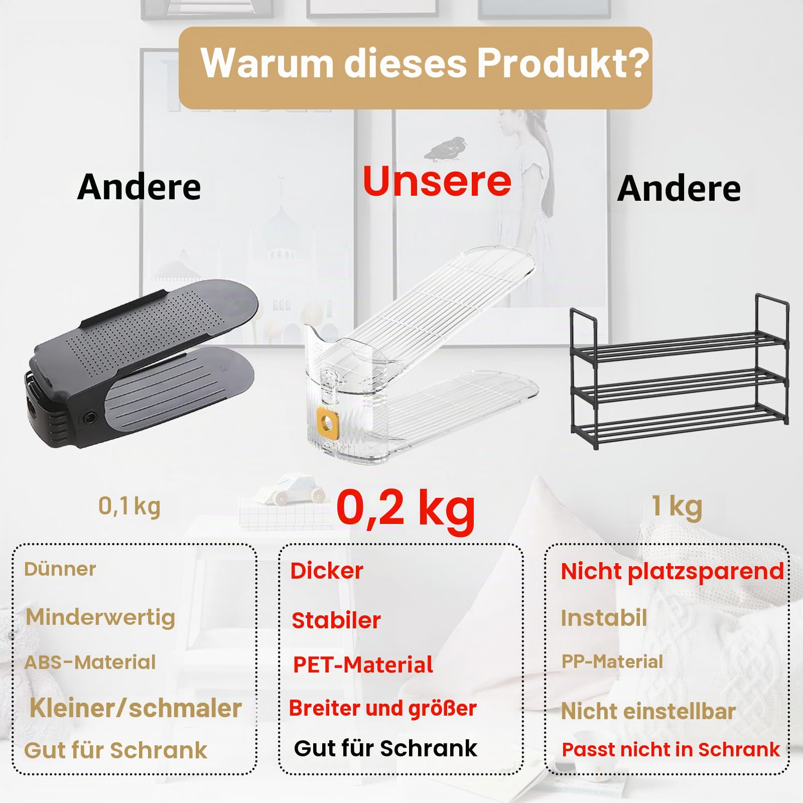 Transparente Schuhstapler 20 Stück schuhstapler platzsparend Platzsparender Schuhorganizer für den Schrank Shoe Organizer