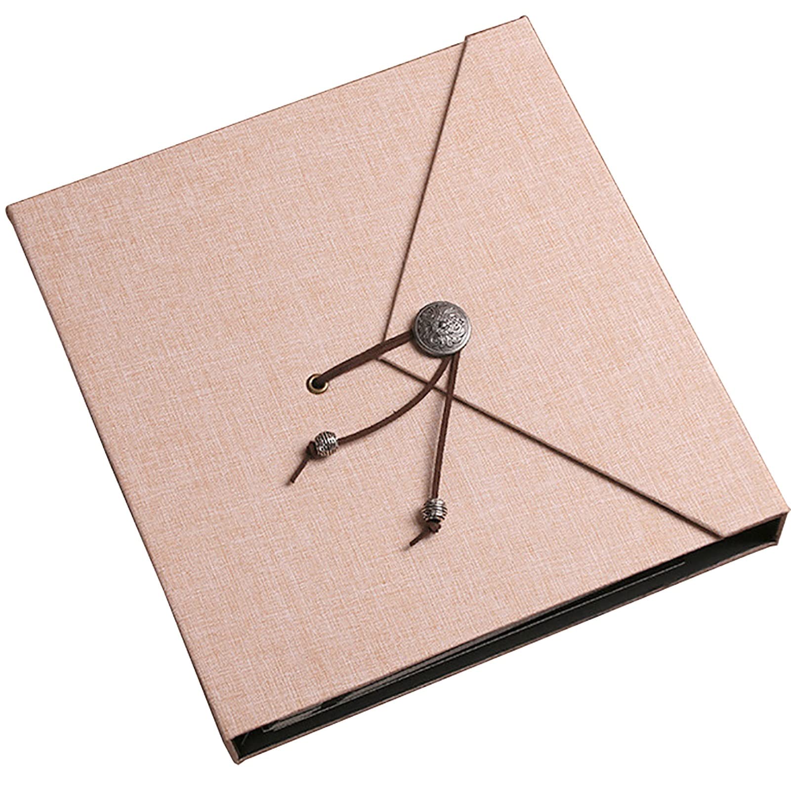Samoprzylepny album fotograficzny, Koperta Kształt Tkaniny Pokrywa Zdjęcia Magnetyczne zdjęcia, Na Boże Narodzenie, Ślub, Rodzina (Color : Beige, Size : 10.2" x 11.0")