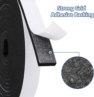 Weather Stripping Door Seal Strip- 1/2 Inch X 1/8 Inch X 26Feet, Strong Adhesive, Lightproof, Soundproof, Weatherproof Foam Tape Insulation for Sliding Door, Front Door Frame, Windows- Black