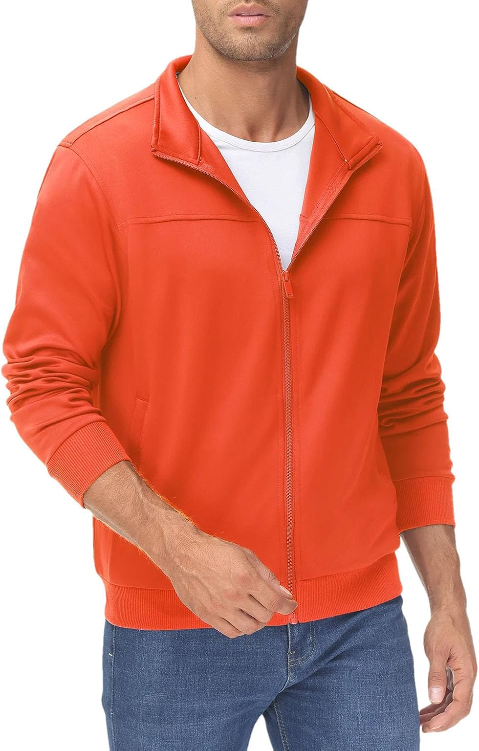 Men's Lapel Lightweight Track Jackets Workout Breathable Running Hiking Camping Coat