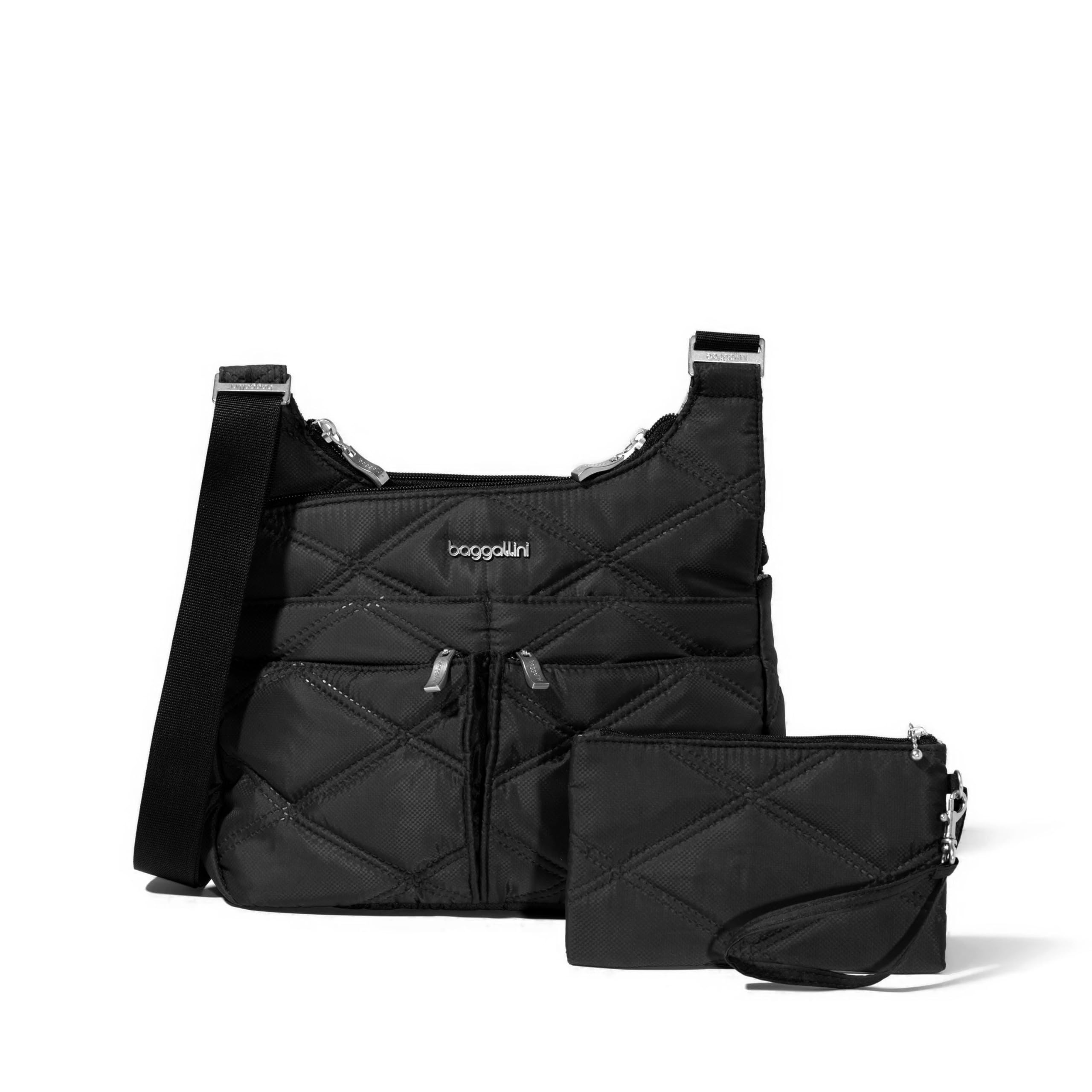 BaggalliniCross Over Crossbody Women 11x8.5 Medium Travel Bag Lightweight Water-Resistant Nylon Organized Handbag Purse