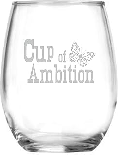 Cup of Ambition (15 oz) - Country Music Gift for Wine Lovers and Dolly Fans - Butterfly Glass - Parton Christmas - Funny Birthday Gifts for Best Friend - Mother's Day, Valentine's Day, Anniversary