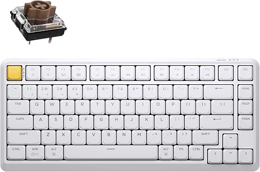 JamesDonkey J1 Low-Profile Wireless Mechanical Keyboard - QMK/VIA RGB Backlit, Hot-Swappable Brown Switch, Wireless Triple Mode, Double-Shot PBT Keycaps, 75% Layout Mac/Win/Linux for Gaming - White