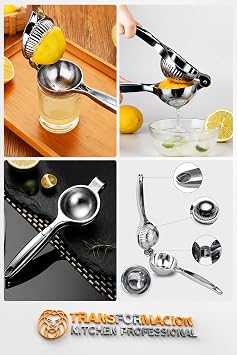 Transformacion Çelik Ağır Döküm Limon Sıkacağı ve Ceviz Kıracak - Profesyonel Barmen Tipi Narenciye El Presi, Ergonomik Kalınlaştırılmış Saplı Manuel Katı Meyve Sıkacağı 720784
