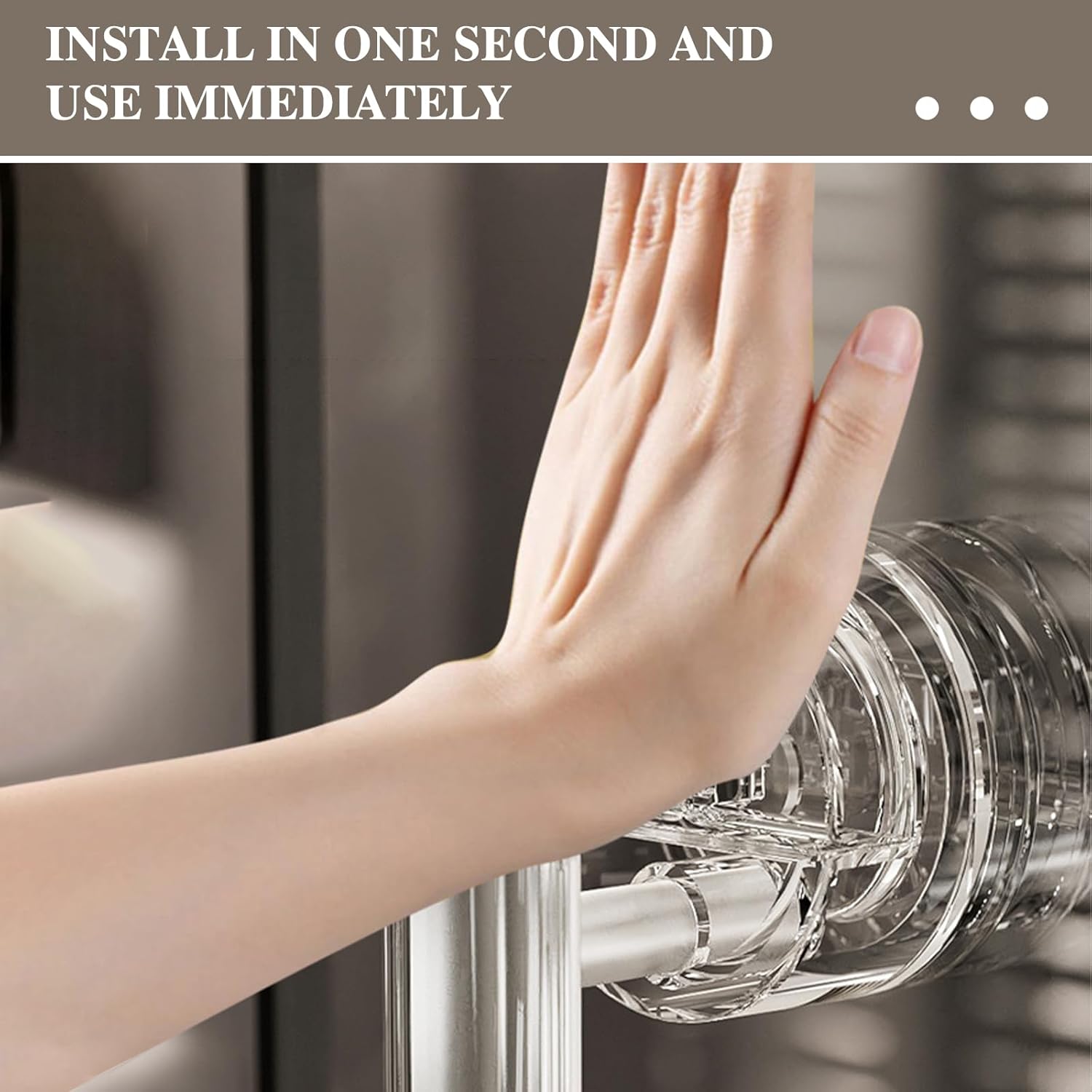 Suction Cup Handle, Transparent Hole-Free Door Handle for Bathroom Kitchen Cabinet Drawer (2, Light Grey)