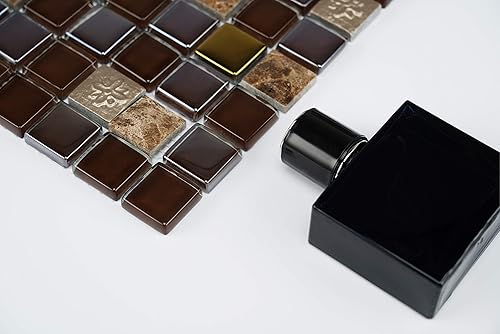 Miniatura 5 de Mosaico de vidrio y piedra para salpicaduras de cocina, pared de ducha de baño, etc., colección Mini Teseo", cuadrados mixtos, 12 x 12 x 516