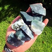 Vista 2 de Simurg Piedra de ágata musgo cruda, 1 libra de grado A", rocas de cristal en bruto para cabina, pulir, cortar, lapidario, pulido, curación