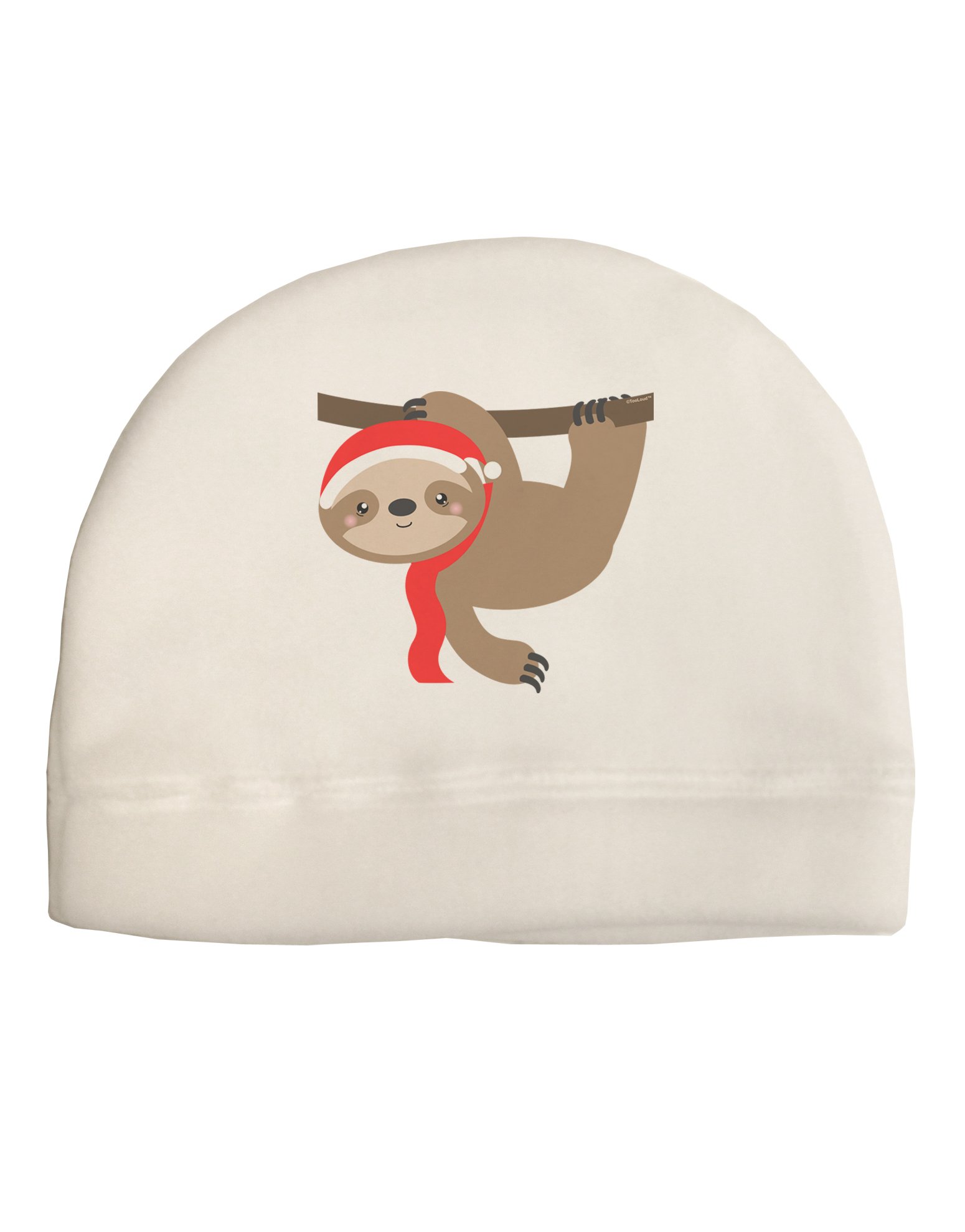 TOOLOUD Cute Christmas Sloth with Santa Hat Child Fleece Beanie Cap Hat White