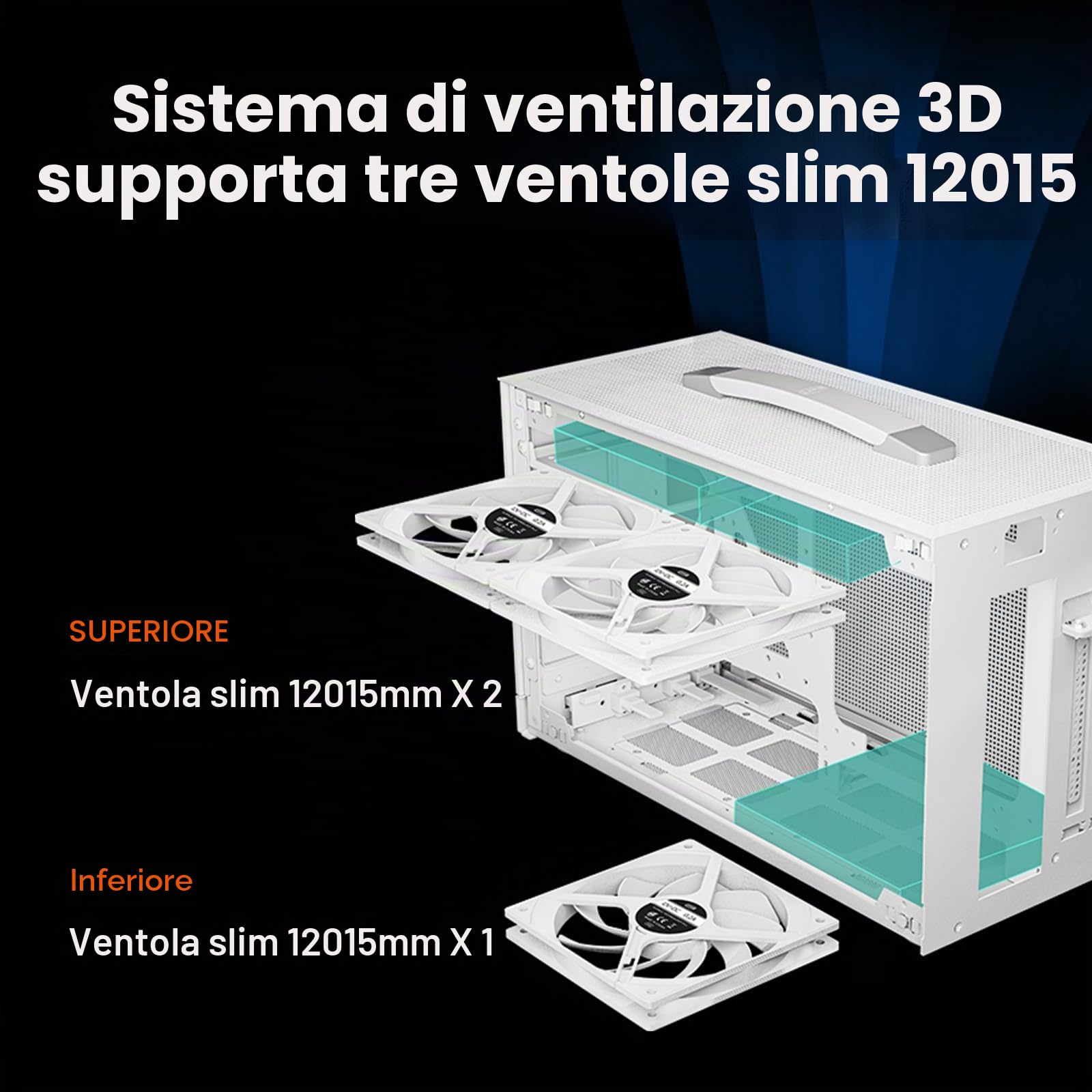CPS K101 MESH GY, ITX PC Case Supporta Scheda Madre ITX, PSU SFX, Altezza Massima Dissipatore CPU 68mm, Compatibile con Scheda Grafica a 3 Slot Lunghezza Massima 340mm, include Cavo PCI-E 4.0, Bianco