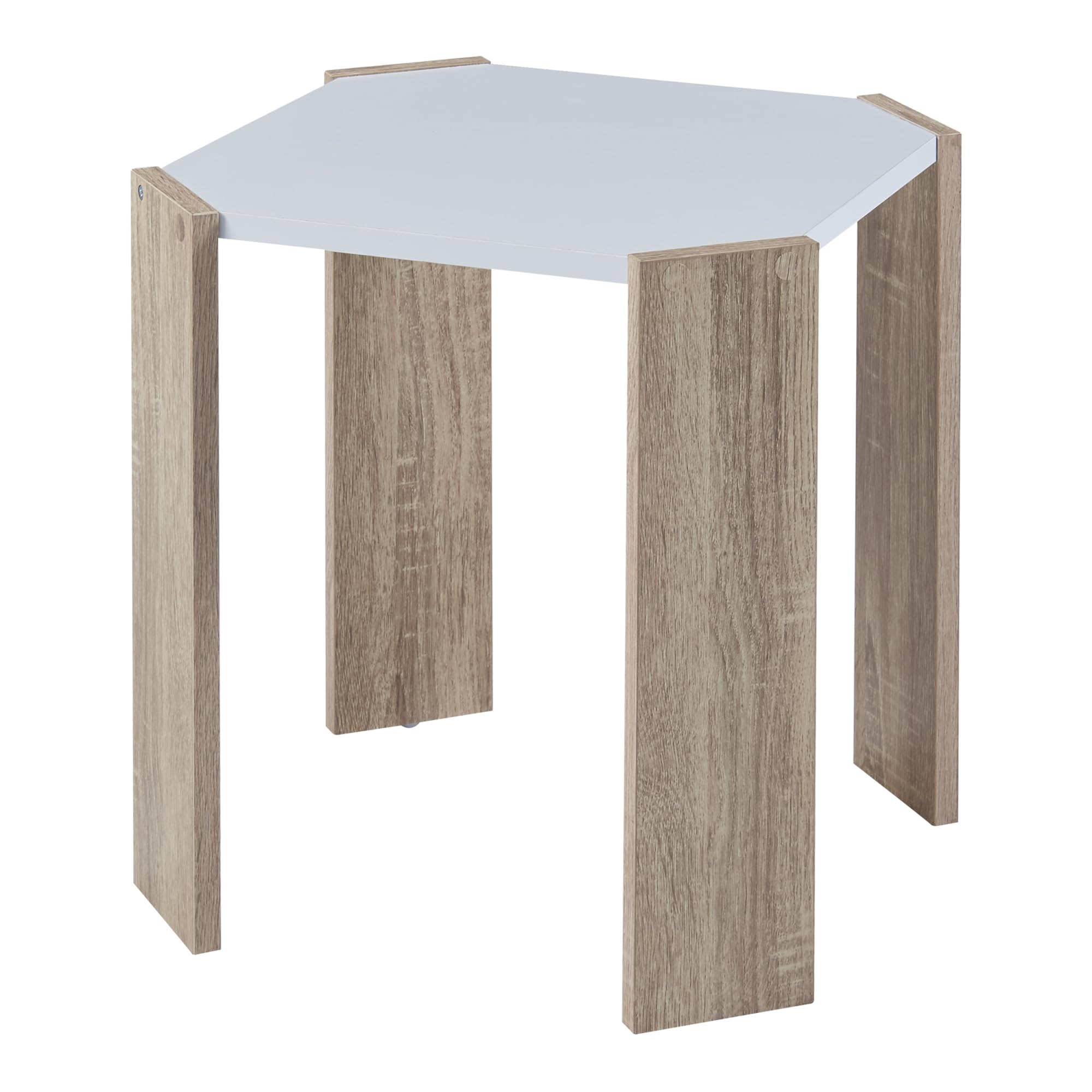[en.casa] Ensemble de 3 Tables Basses Gigognes Lot de 3 Tables d'Appoint de Hauteurs Différentes Plateau Carré Panneau de Particules 37-42 x 39 x 39 Blanc Effet Chêne