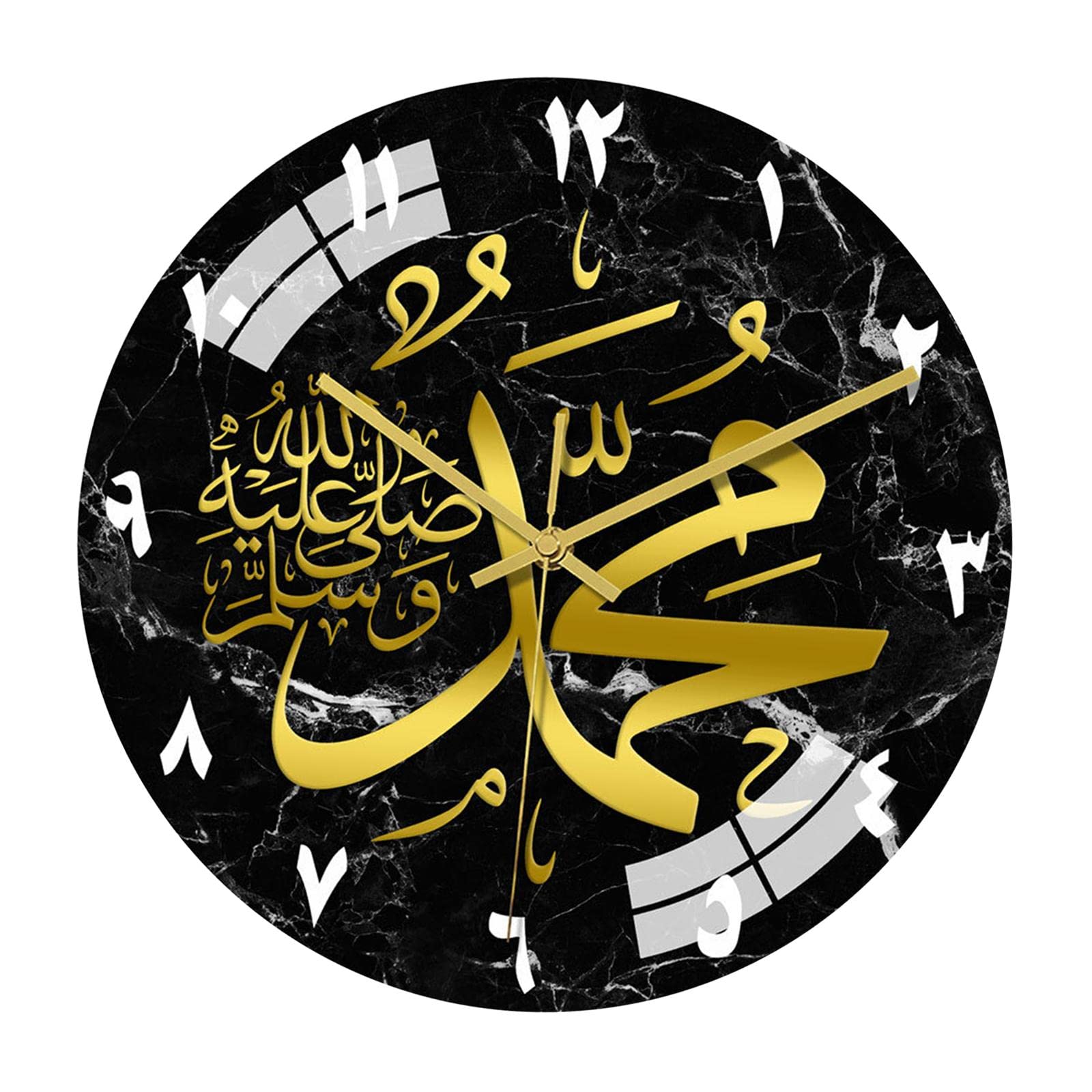Horloge murale Ramadan en acrylique noir et calligraphie moderne pour salon