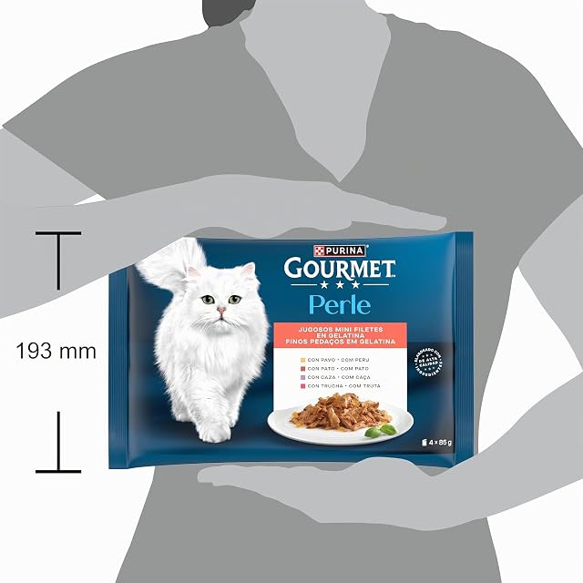 Foto 3 de 3 de GOURMET Perle Mini Filetes en Salsa, Comida Húmeda para Gato Adulto, Trocitos en Salsa, Surtido de Pavo, Pato