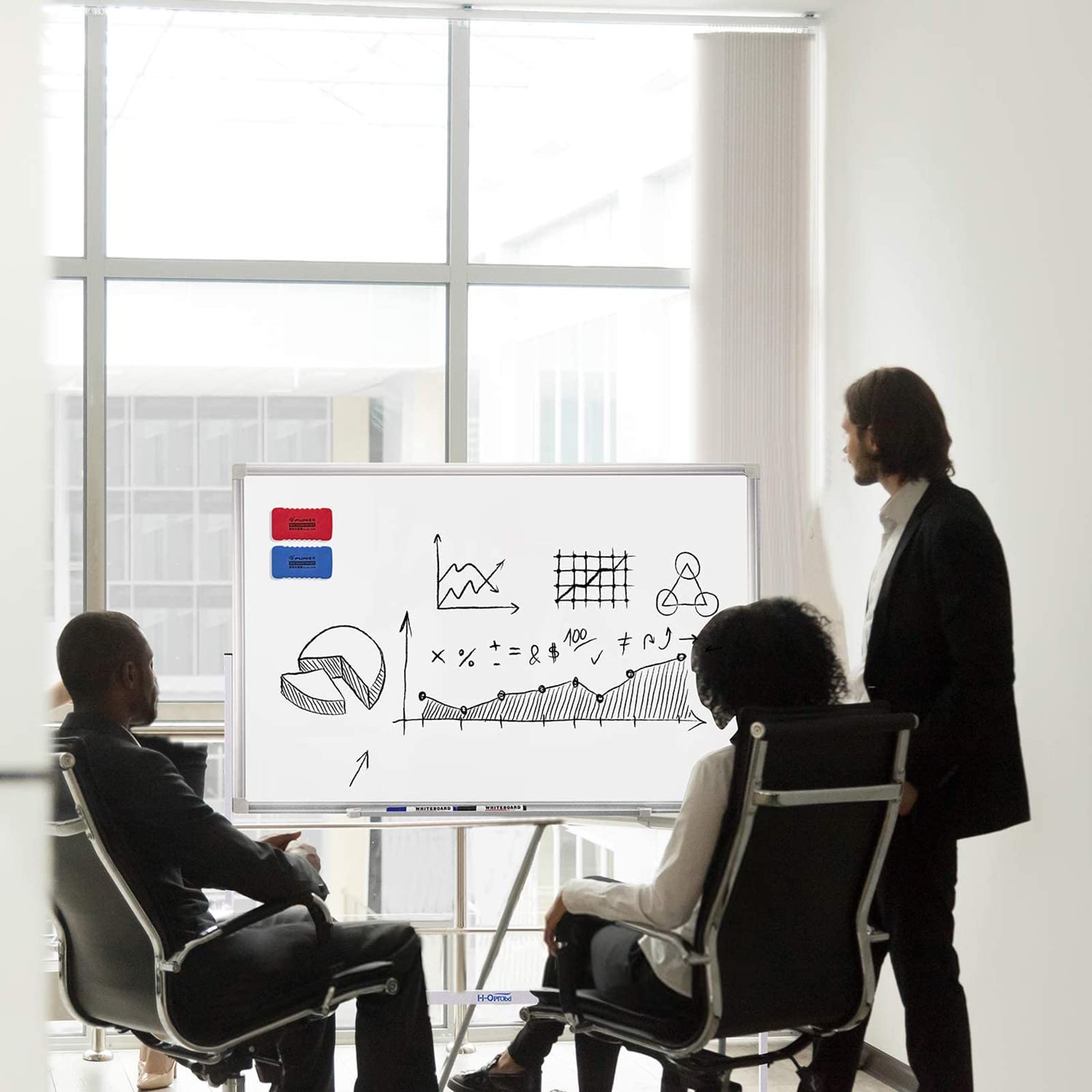 Mobiles Whiteboard auf Ständer, 91,4 x 61 cm, für Kinder und Erwachsene – verstellbare Höhe, doppelseitig, rollbares Whiteboard, magnetisch, trocken abwischbar, Rollen, Zuhause, Büro Schule