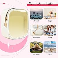 Vista 7 de SOIDRAM Pequeña bolsa de maquillaje para bolso, mini bolsa de maquillaje transparente de nailon y PVC, bolsa de cosméticos blanca de viaje, bolsa