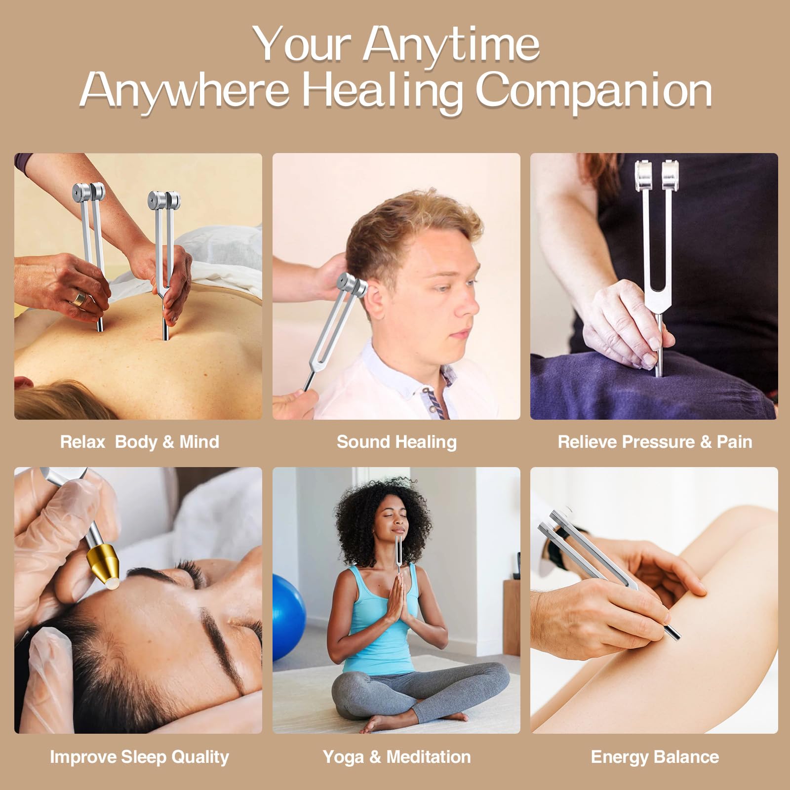 Sound Healing Tuning Fork Set - Tuning Forks for Chakra Alignment & Stress Relief – Otto 128Hz, Earth Om 136Hz, Yin 256Hz, Yang 384Hz, Activator & Pouch – Ideal for Meditation & Home Therapy