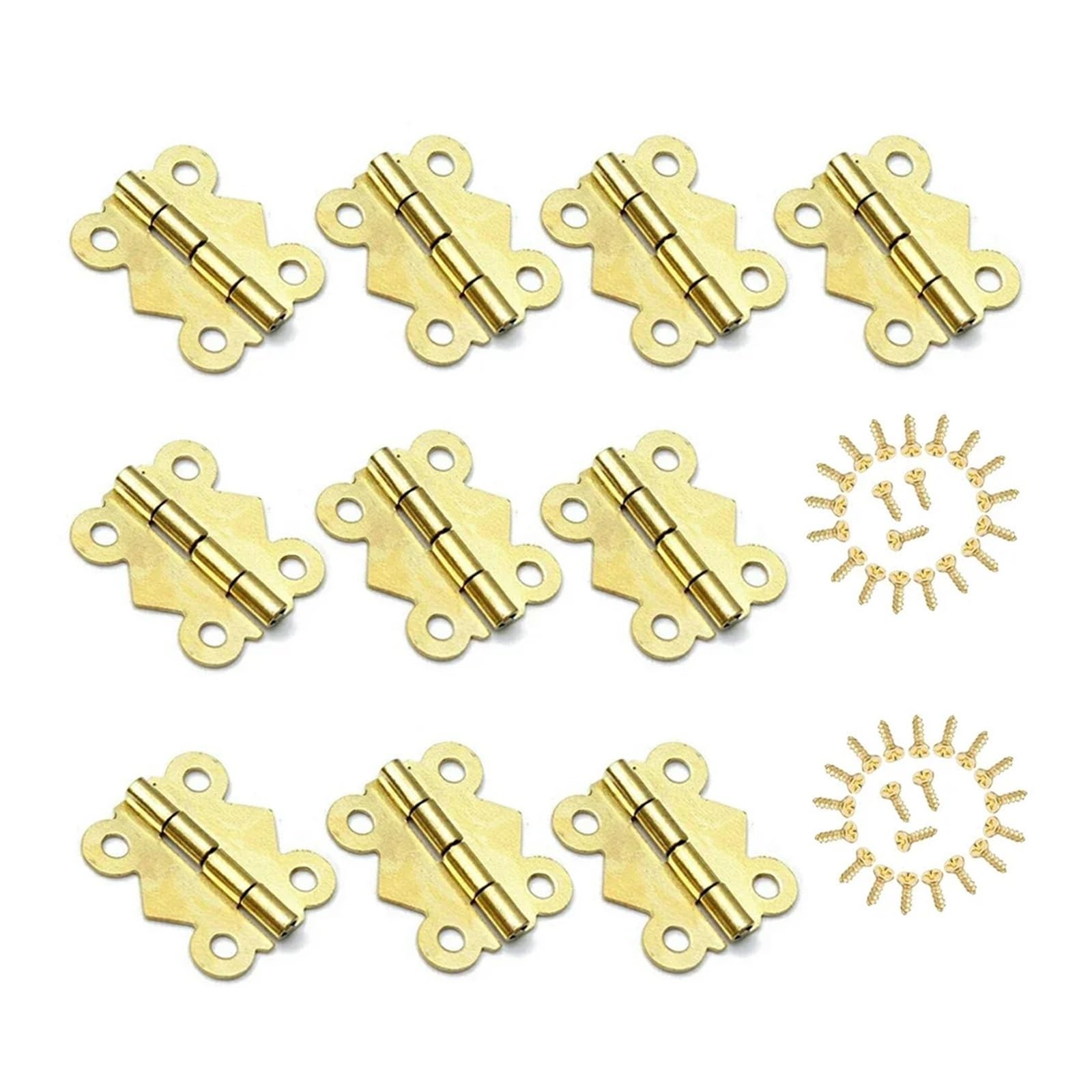 10Pcs Butterfly Shape Hinge with Screws Antique Bronze/Golden Vintage Wooden Jewelry Iron for Box(Gold,25x30mm)