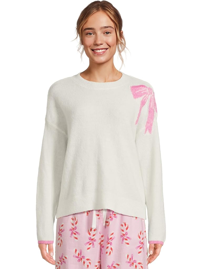 White P.J. Salvage Sweet Bow Sweater Knit Crew